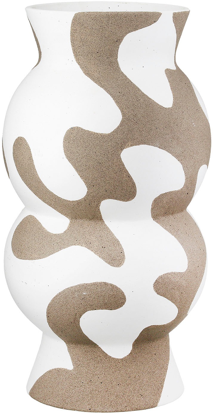 GILDE Tischvase »Vase rund Areno beige; weiß H. 35 cm«, (1 St.)