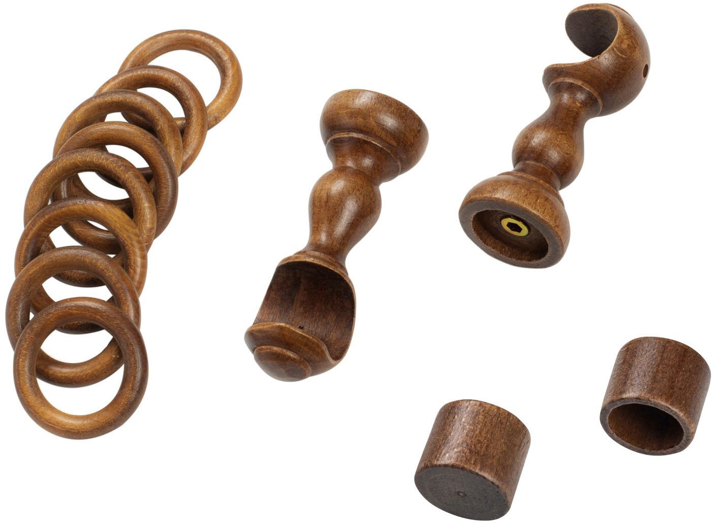 SN DECO GROUP Gardinenstange »Cafiro«, 1 läufig-läufig, Fixmaß, 28 mm, Holz, verschiedene Längen und Farben, Komplettset
