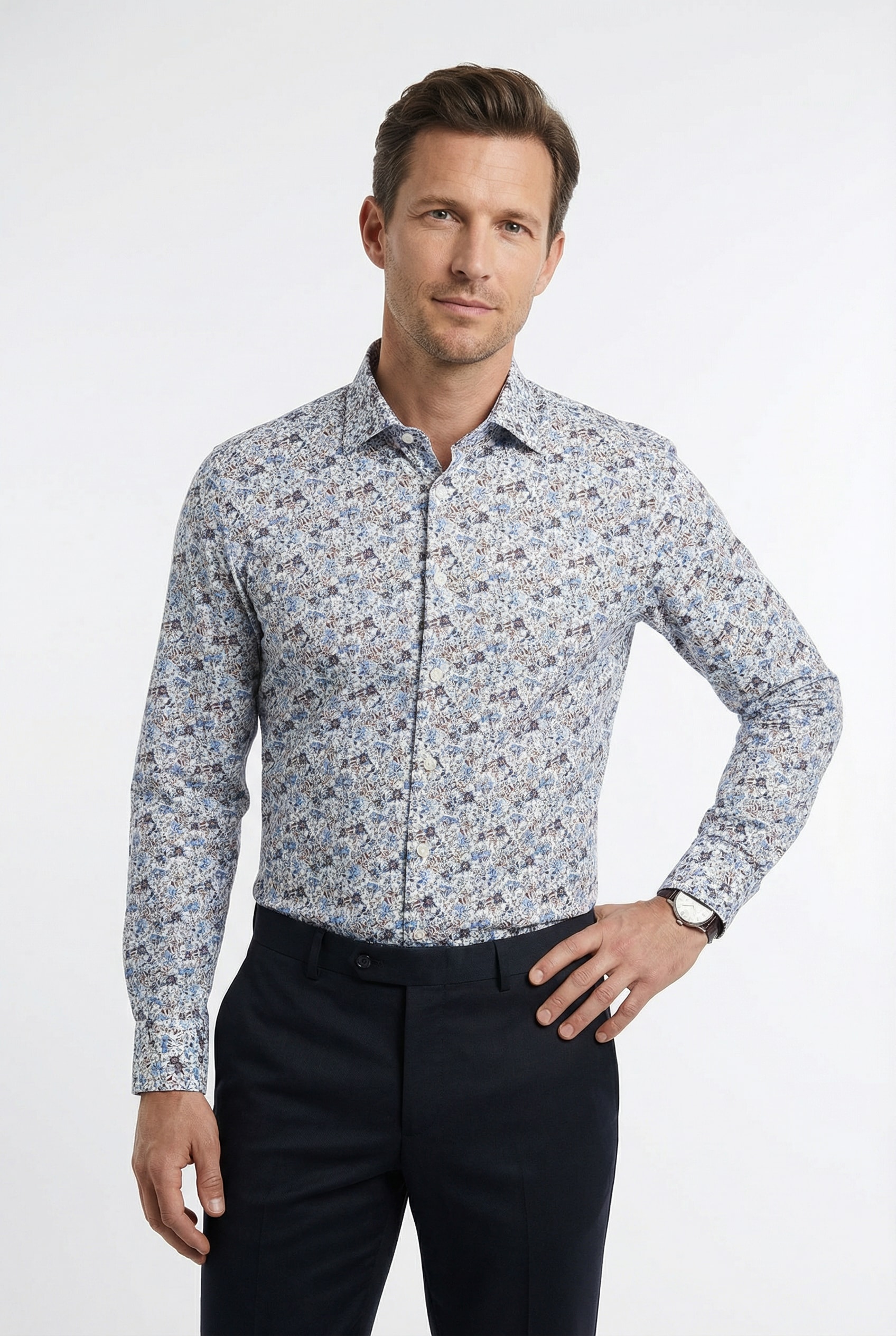 OLYMP Langarmhemd »Luxor modern fit« Modern Fit, Businesshemd, New-Kentkragen, gemustert