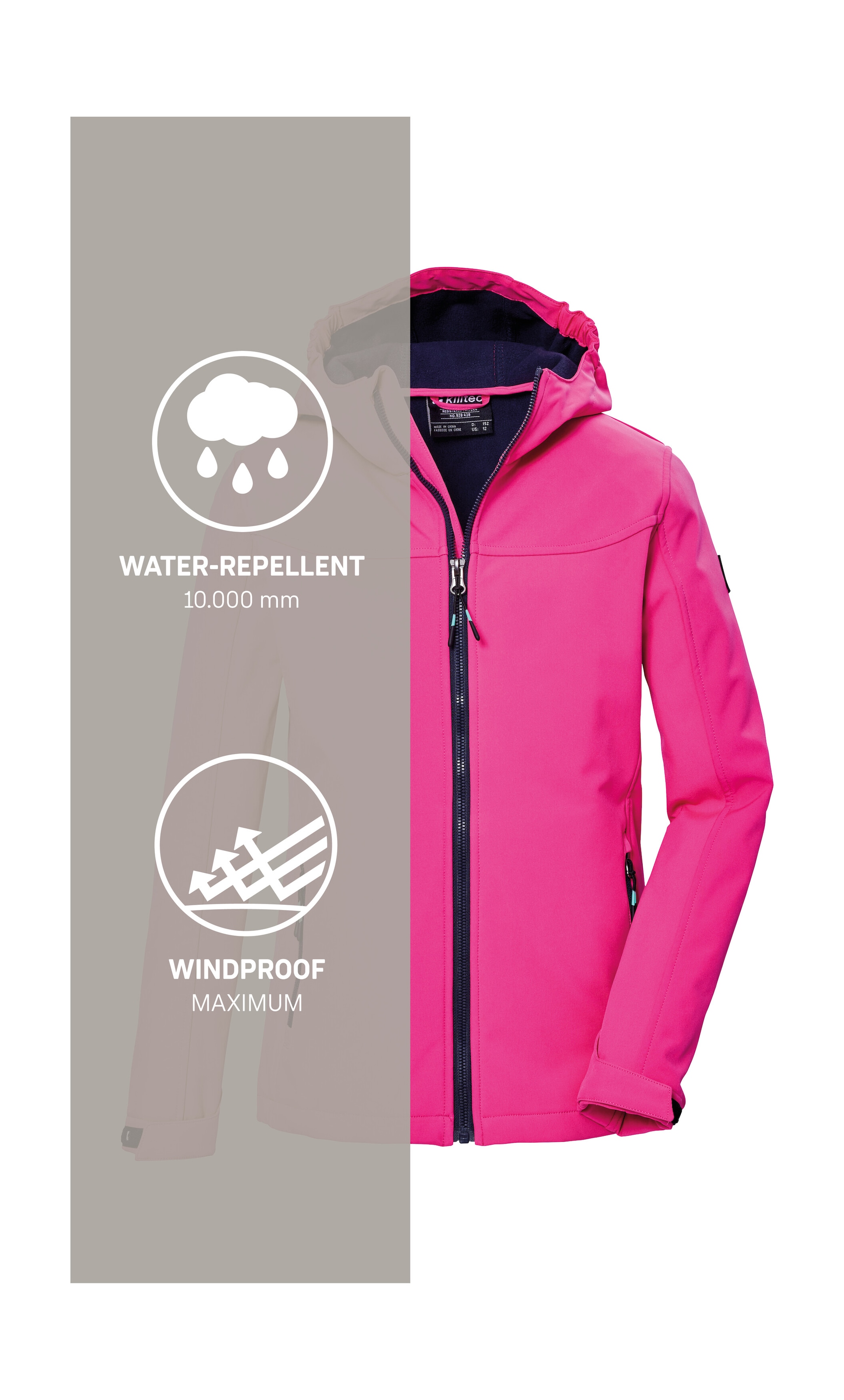 Killtec Softshelljacke »KOS 145 GRLS SFTSHLL JCKT«, Wind- und wasserabweisende Mädchenjacke, atmungsaktiver Mesh-Einsatz