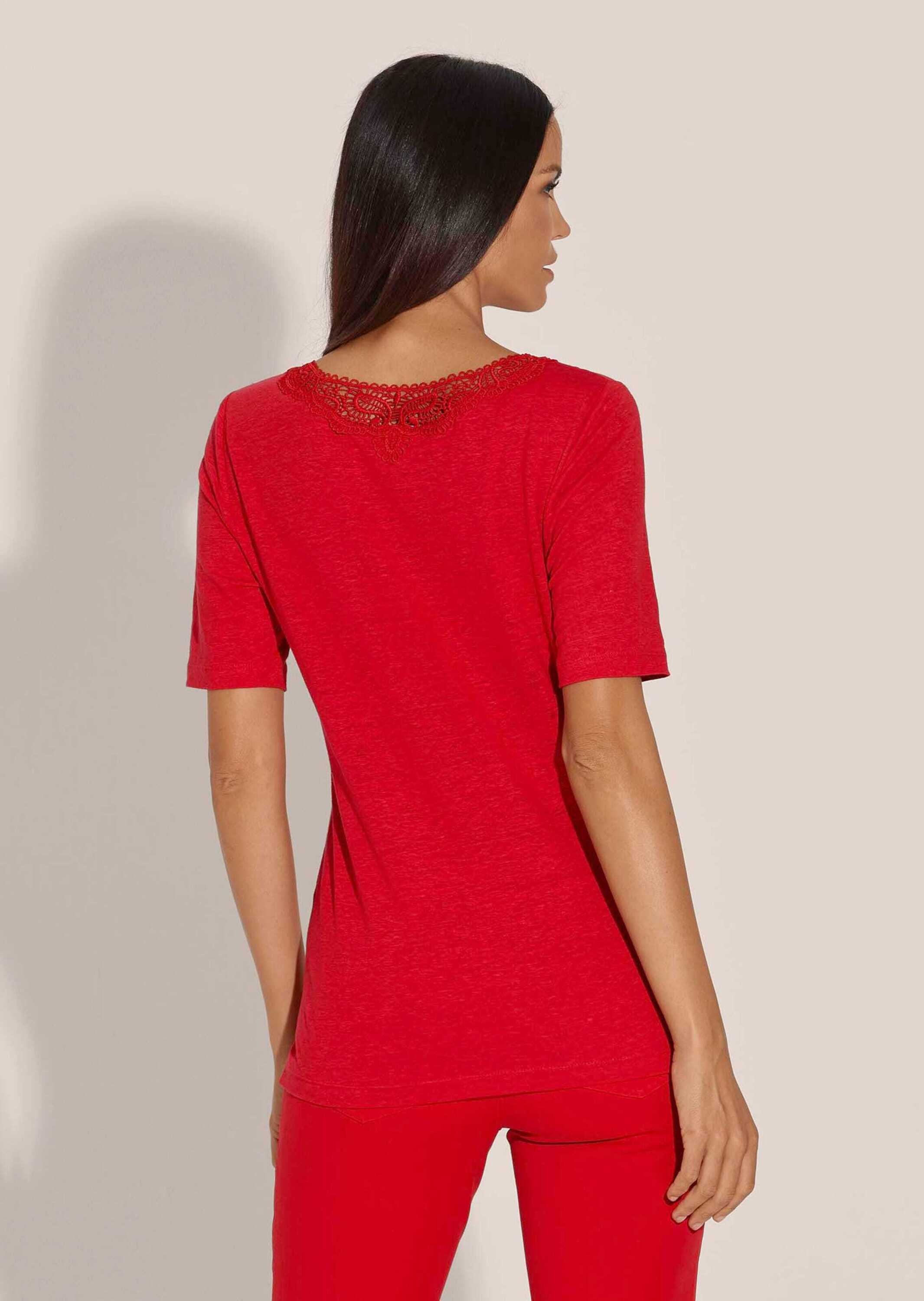MADELEINE Kurzarmshirt »Shirt Kurzarm-Shirt aus Leinen mit feinem Spitzen-Akzent«