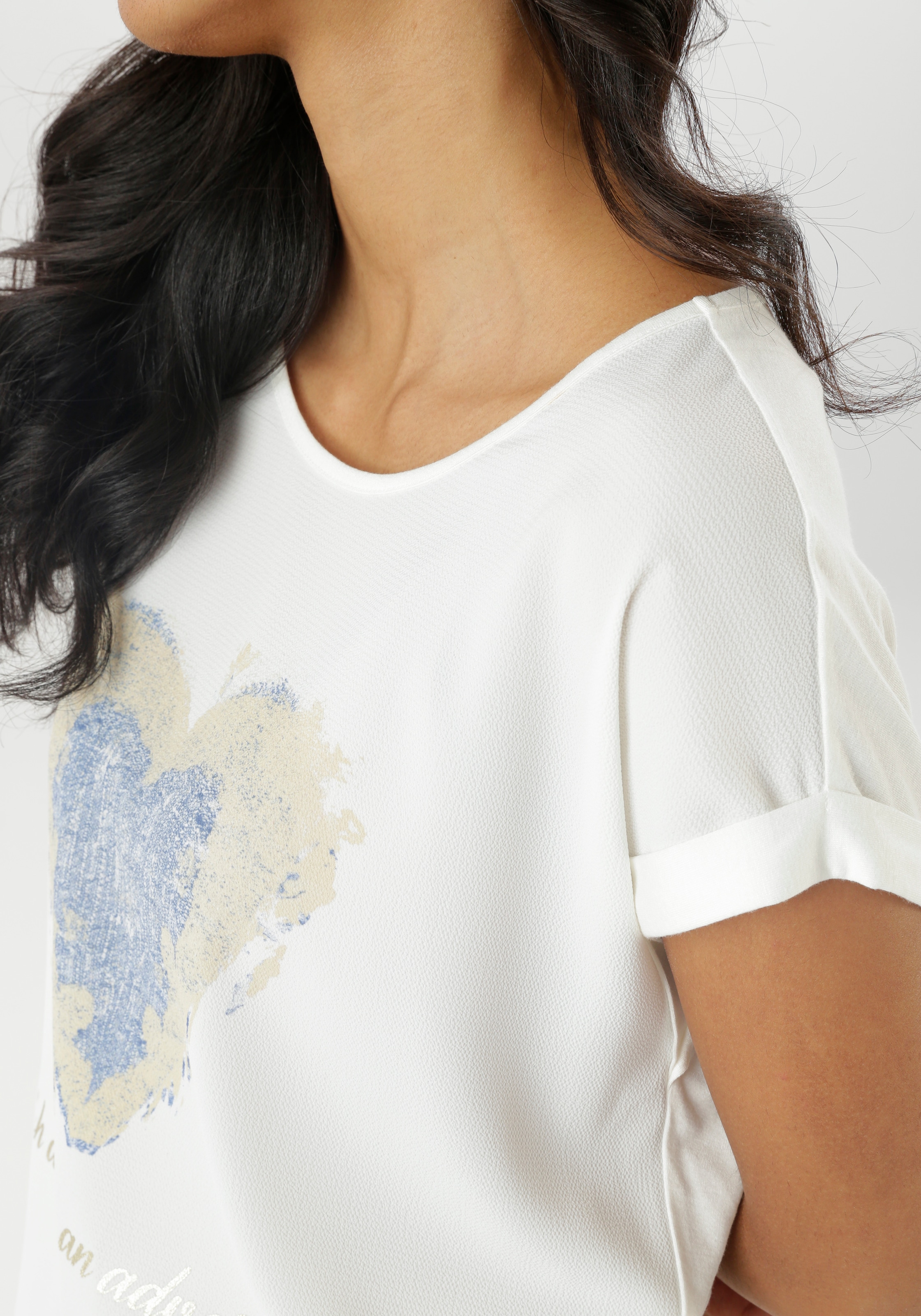 Aniston SELECTED Shirtbluse, teilweise mit glänzenden, goldfarbenen Folienprint