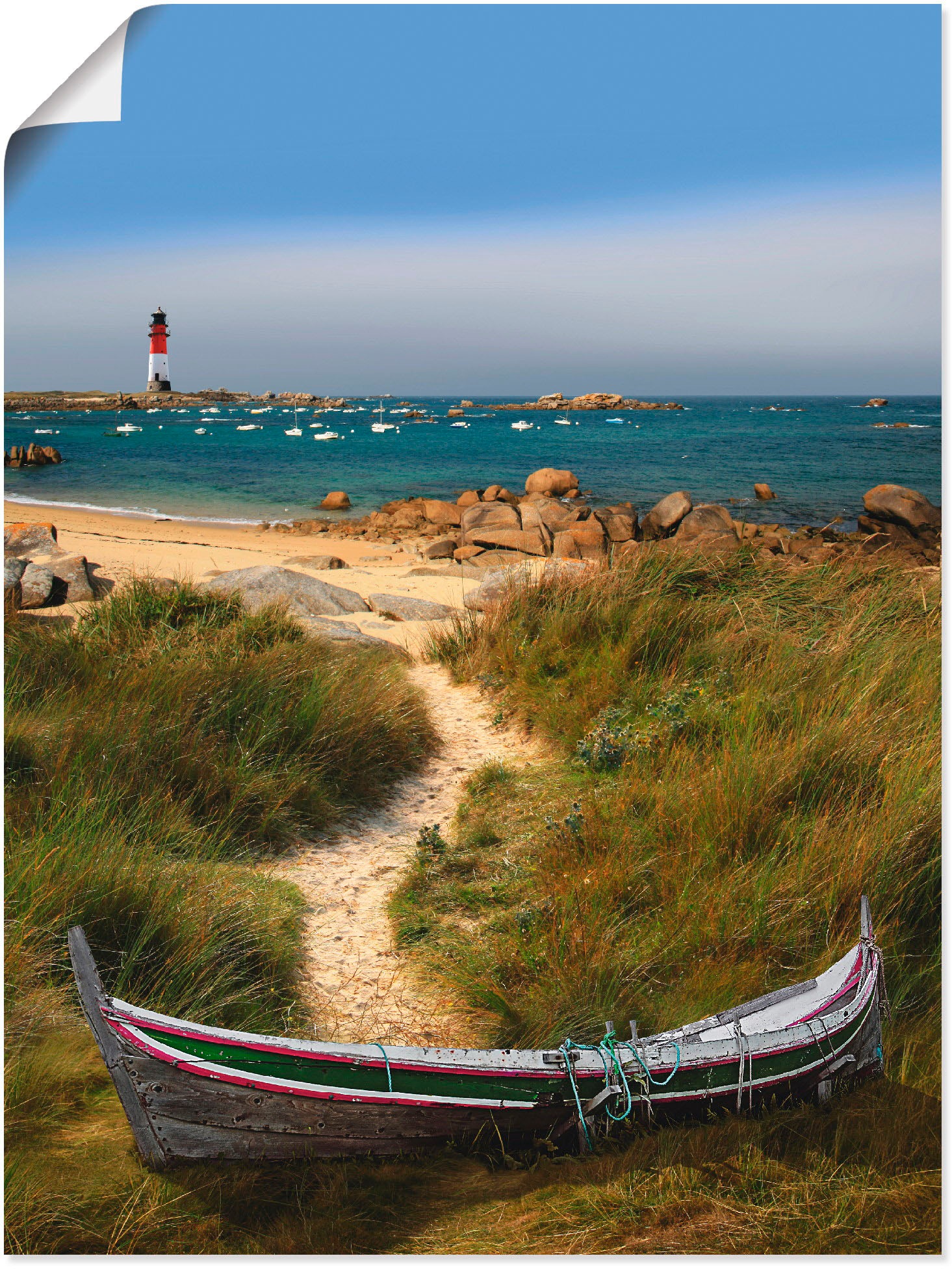 Artland Wandbild »Das alte Boot in den Dünen«, Küste, (1 St.), in vielen Größen & Produktarten -Leinwandbild, Poster, Wandaufkleber / Wandtattoo auch für Badezimmer geeignet