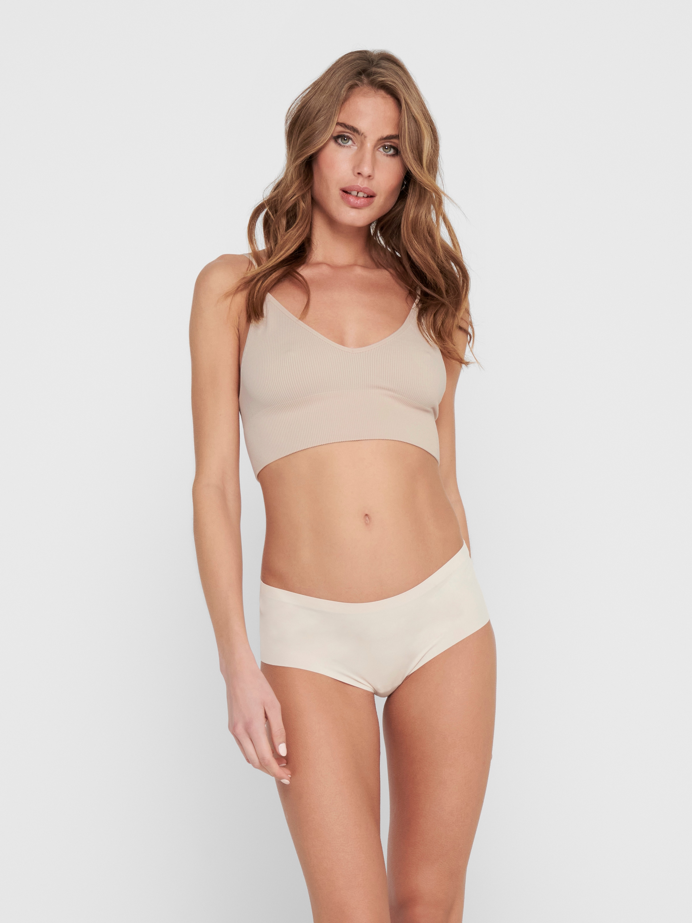 ONLY Bustier »ONLVICKY RIB SEAMLESS V-NECK TOP NOOS« Materialmix