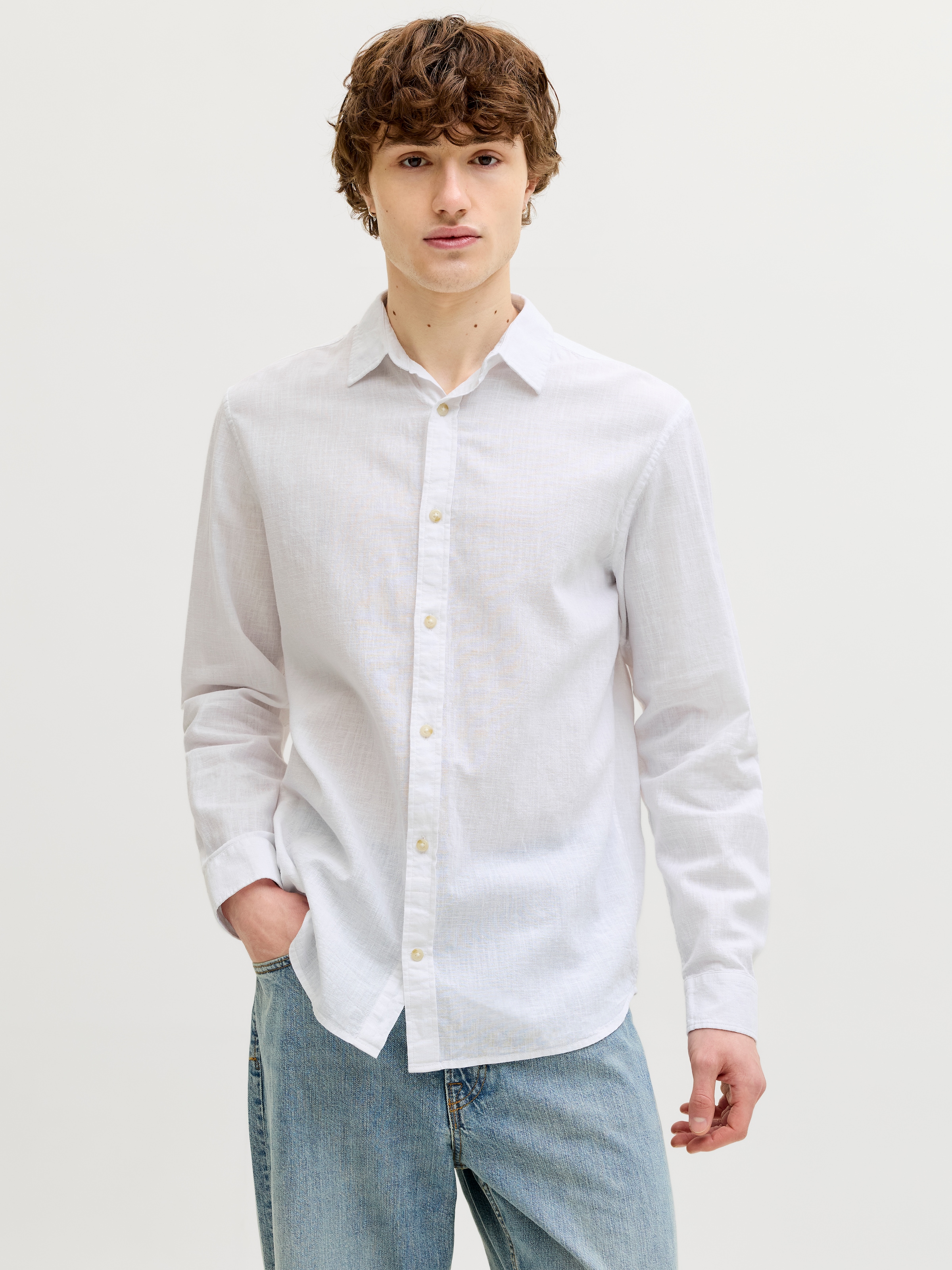 Jack & Jones Langarmhemd »JJESUMMER LINEN BLEND SHIRT L/S SN« Baumwollmischung, regular fit