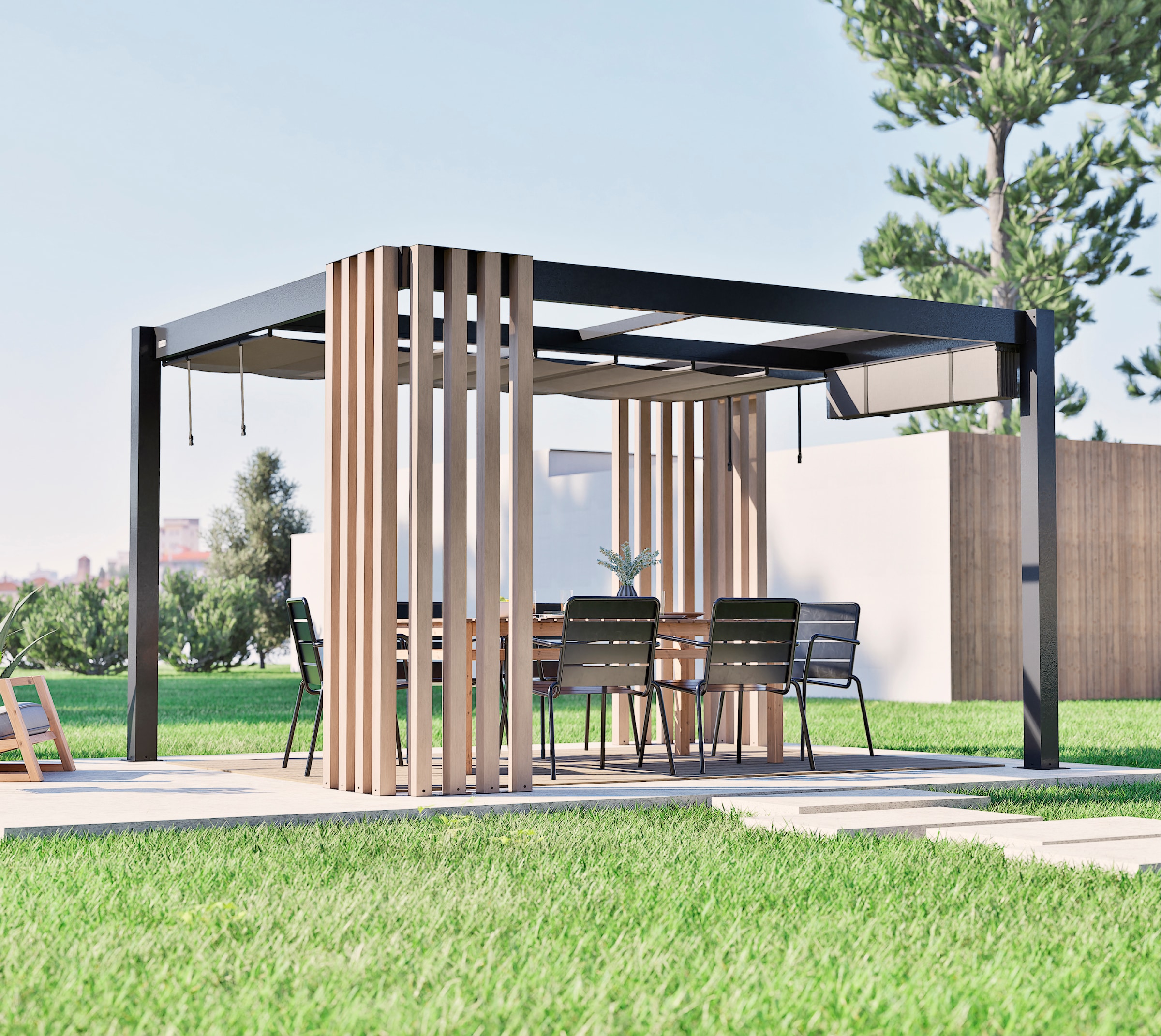 Sojag Pavillon »Lito 1012 mit Sonnensegel Schwarz-Grau« Massive Konstruktion aus Aluminium