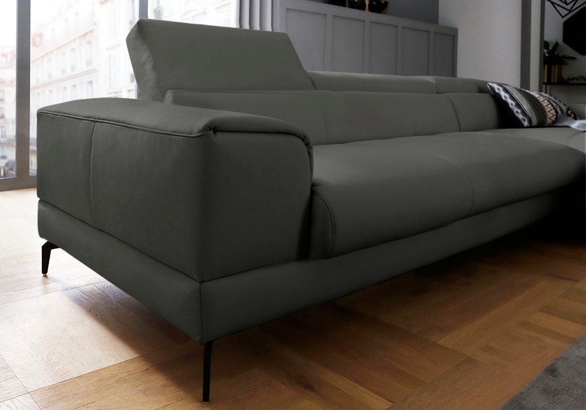 W.SCHILLIG Ecksofa »piedroo, Designsofa mit tollem Sitzkomfort, bequem, L-Form«, Kopfteilverstellung, wahlweise mit Sitztiefenverstellung, Breite 343cm