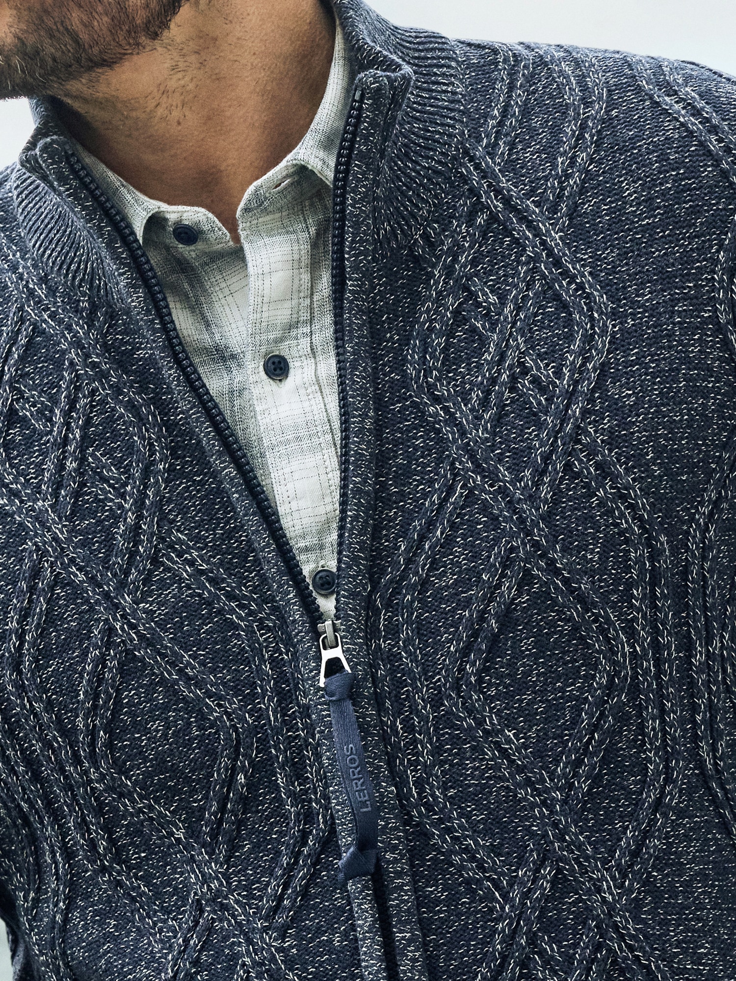 LERROS Strickjacke »LERROS Herren-Strickjacke mit Zopfmuster«