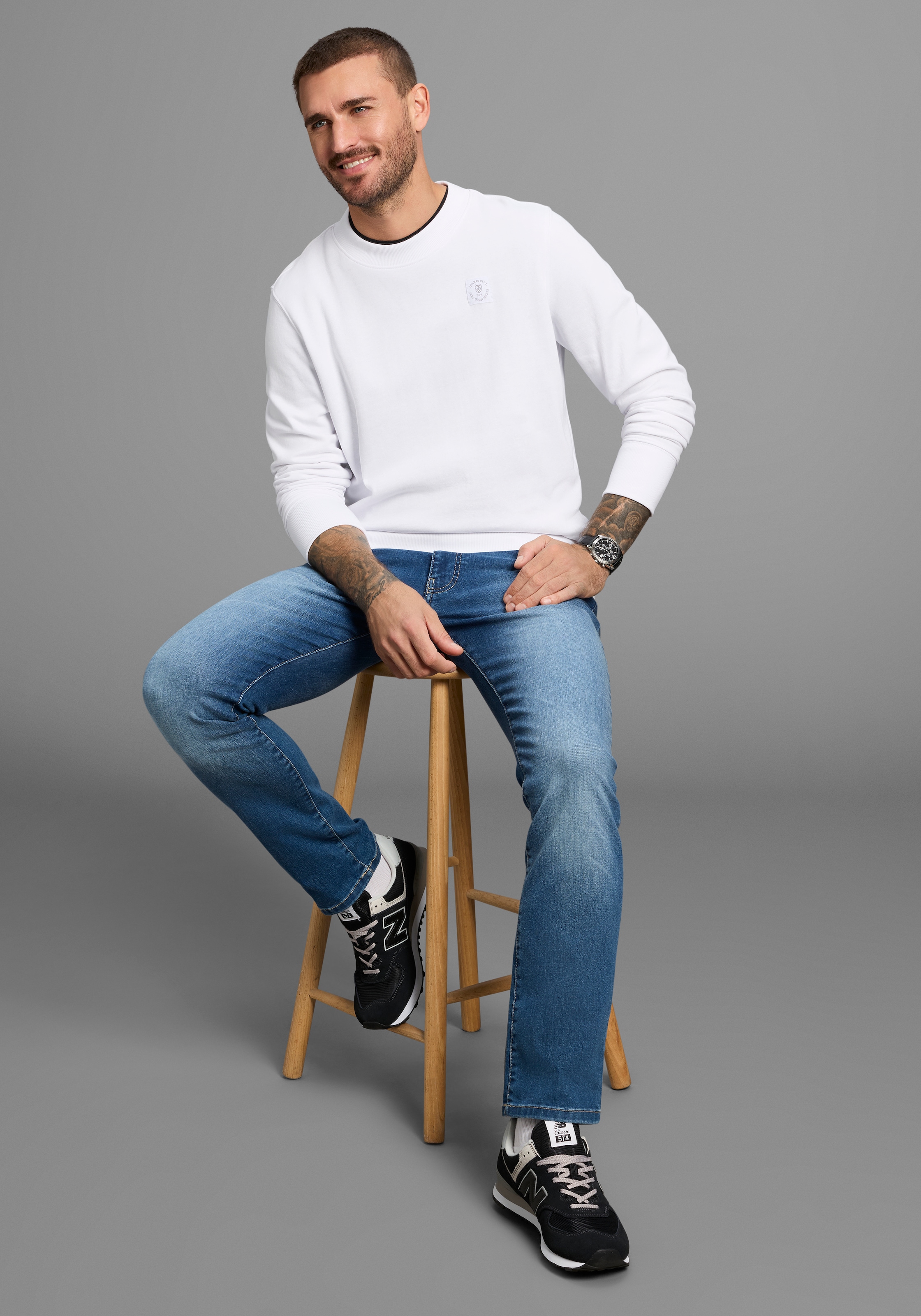 DELMAO Sweatshirt, Langarm, Regular Fit, unifarben, Basic-Stil