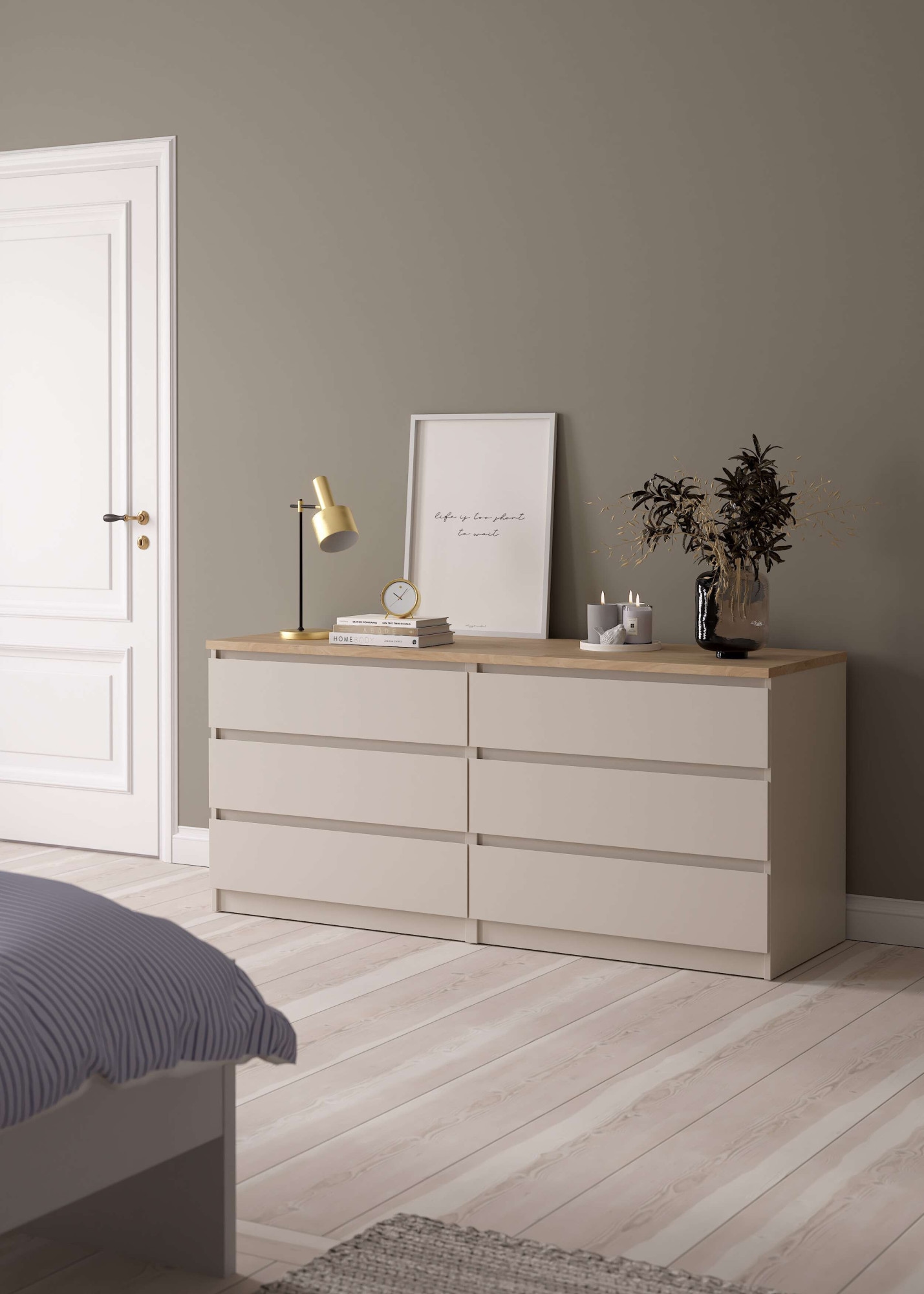 INOSIGN Kommode »Naia, Aufbewahrung, 6 Schubladen, Hochglanz-Optik, grifflose Front« Modern, skandinavisches Design, in mehrere Farben, Metallgleiter