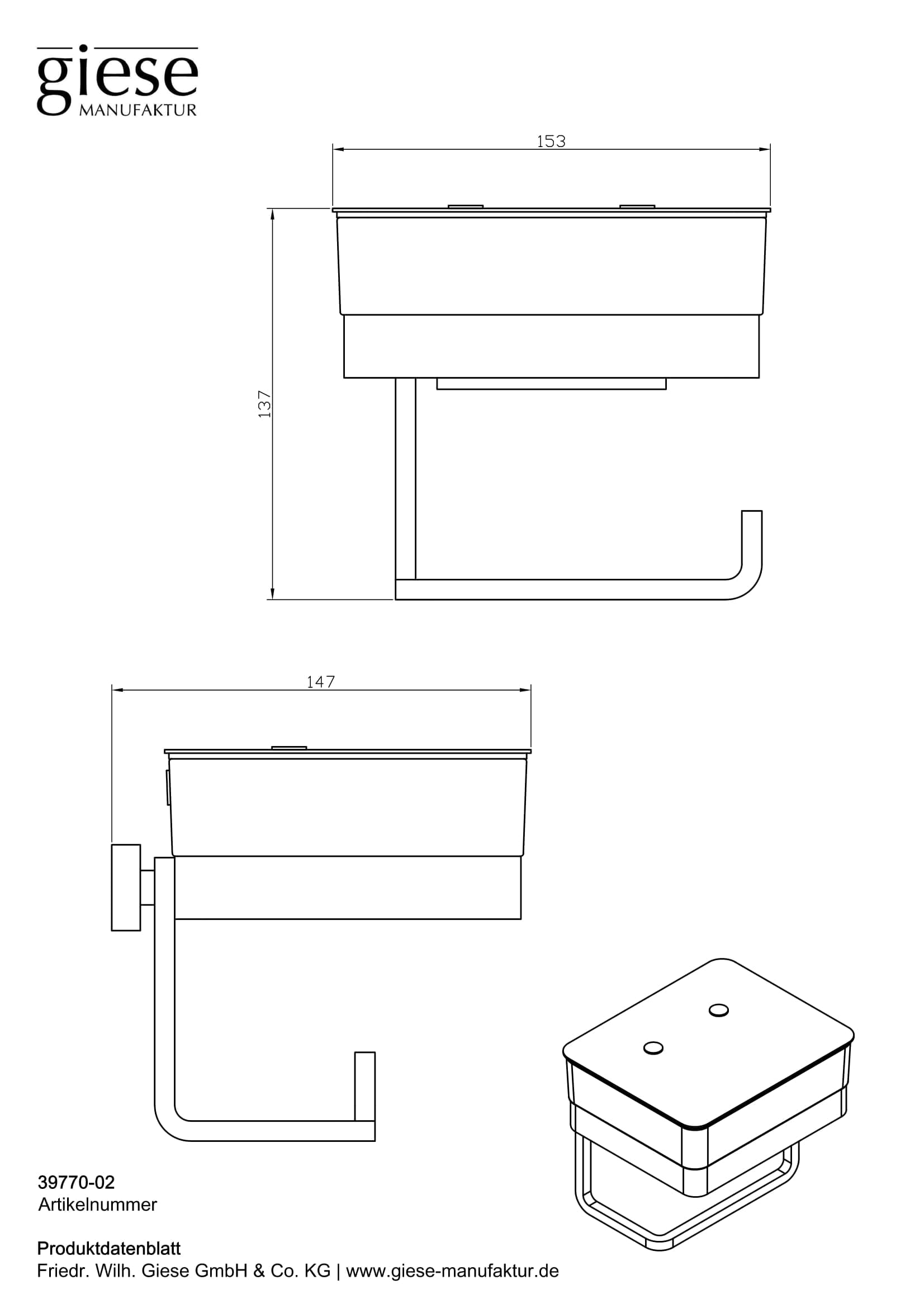 Giese Feuchttücherbox, mit WC-Rollen Halter