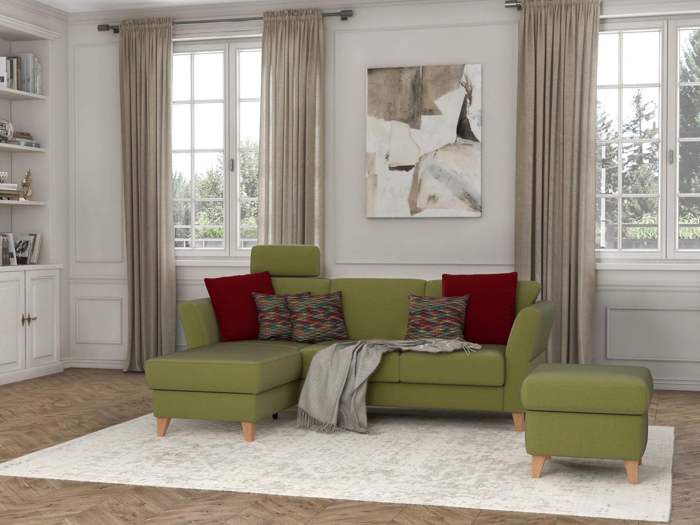 sit&more Ecksofa »Visby L-Form«, Wahlweise mit Bettfunktion und Bettkasten, frei im Raum stellbar