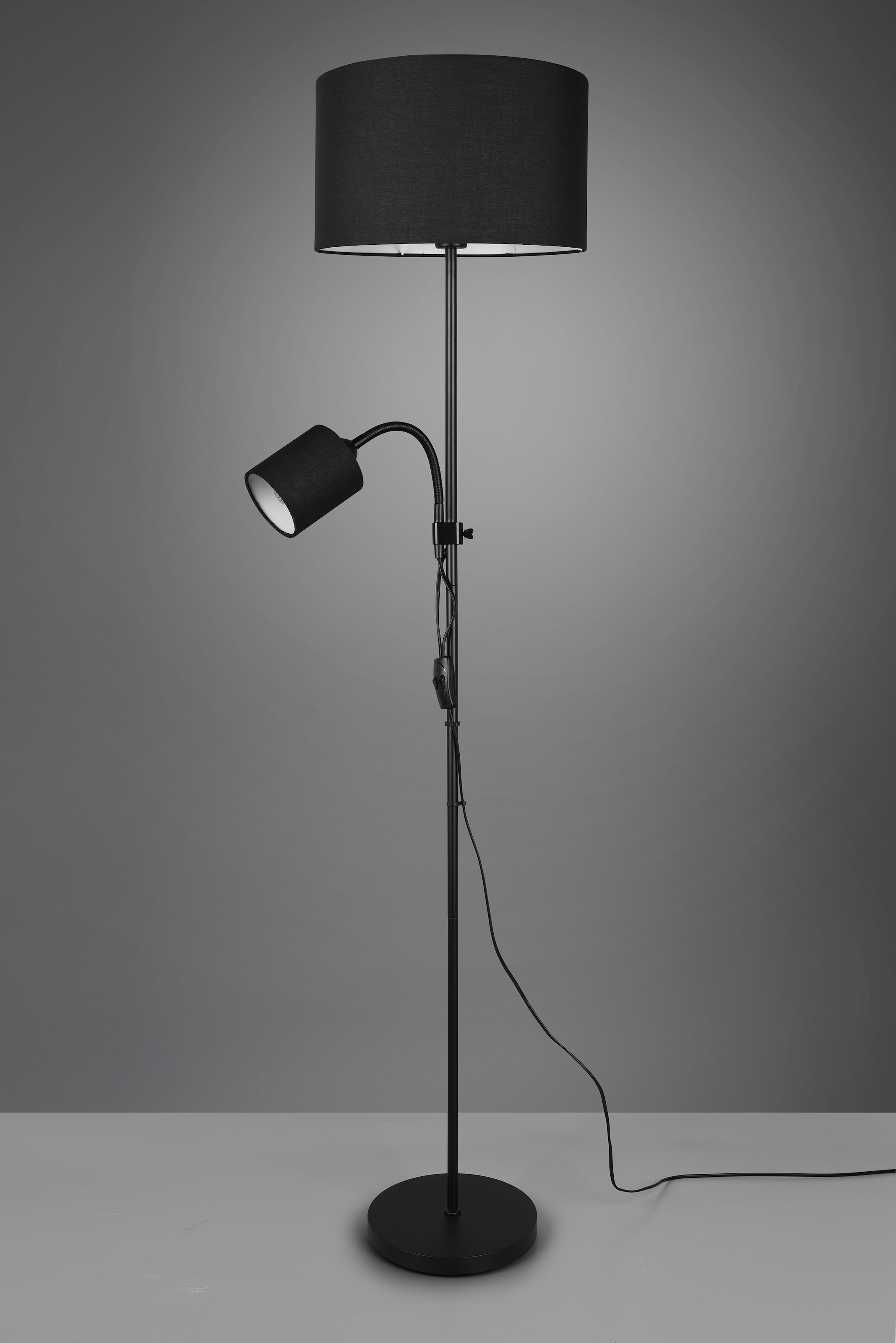 REALITY Leuchten Stehlampe »OWEN«, Leuchtmittel E27 | ohne Leuchtmittel, Getrennt schaltbar, Lesearm flexibel, Höhe 160 cm