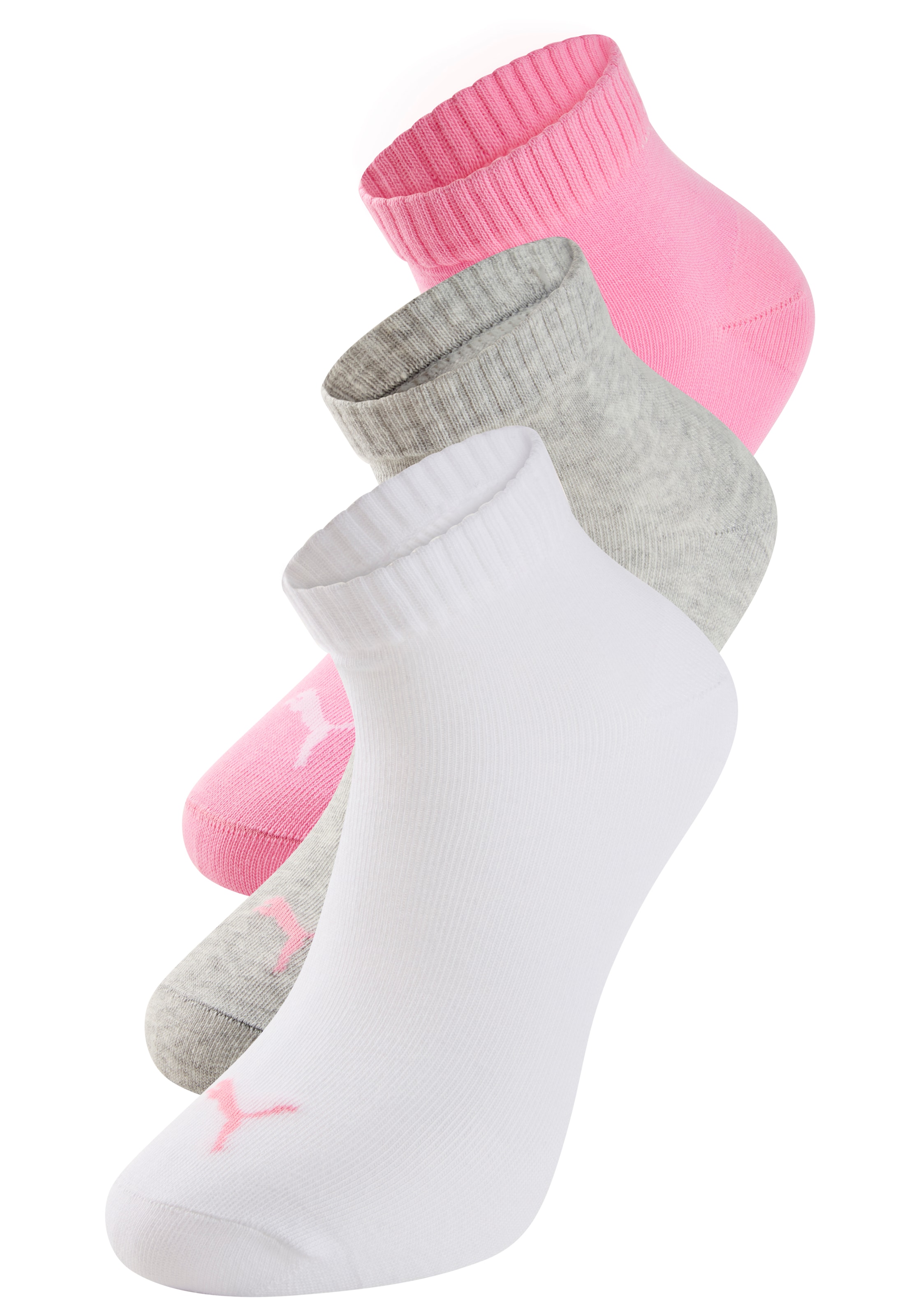 PUMA Kurzsocken »PUMA UNISEX QUARTER PLAIN 3P« 3 Paar tlg. Atmungsaktiv, Rippenbündchen, weiche Baumwollmischung