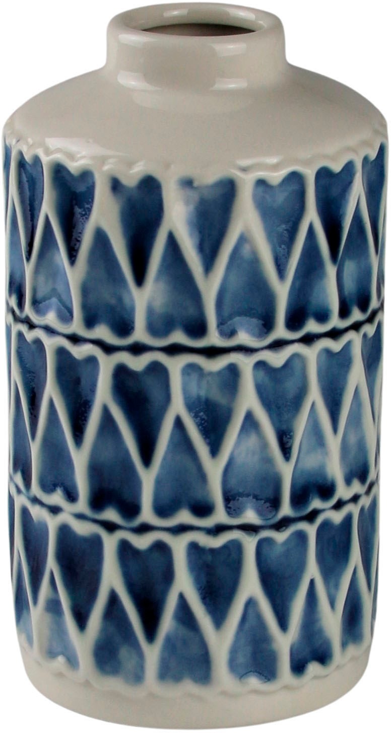 Dekovase »Herz, blau-weiß, Tischvase aus Keramik«, (1 St.), Keramikvase, Dekoobjekt,...