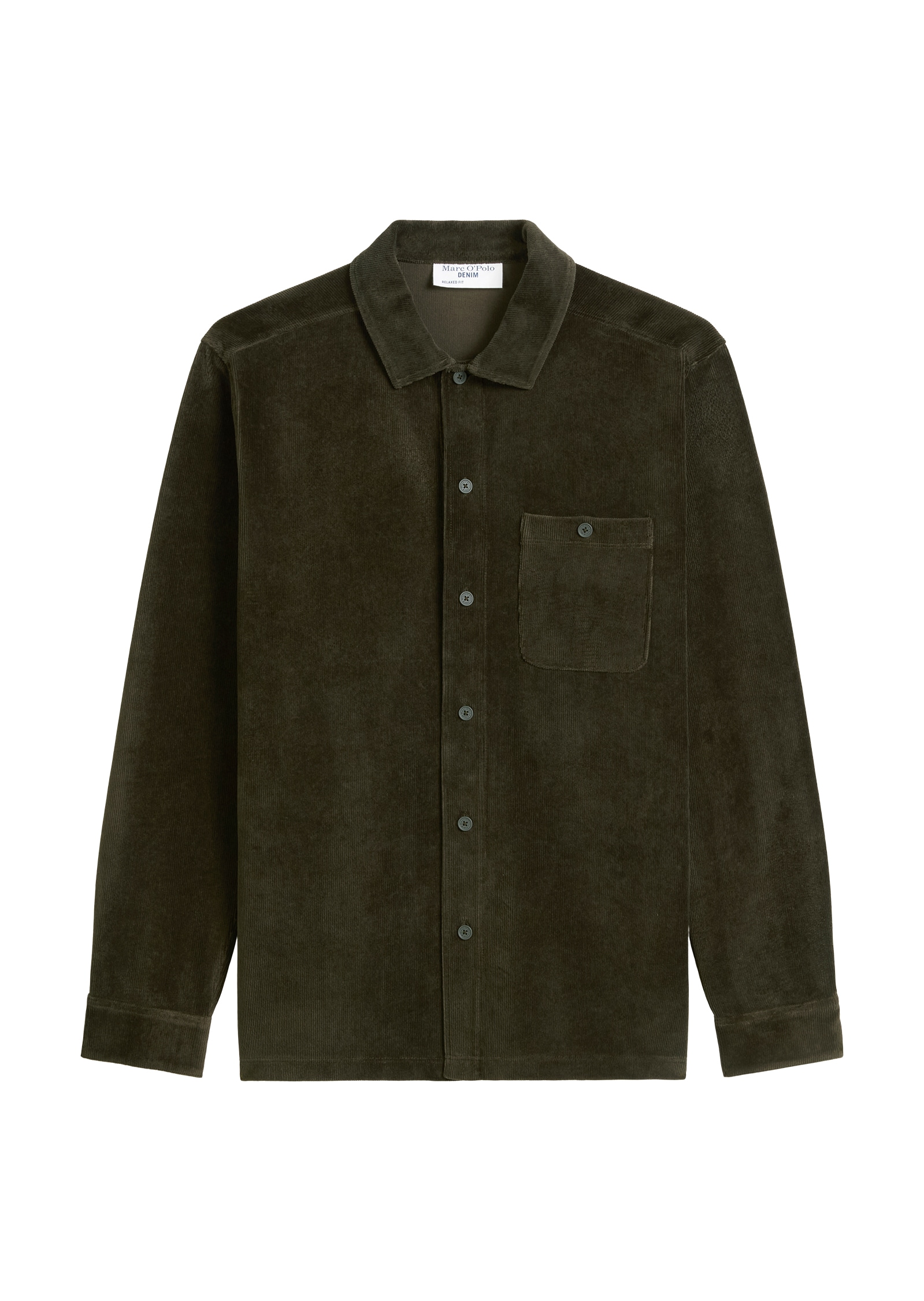 Marc O'Polo DENIM Langarmshirt, aus softem Frottee-Cord, relaxed fit, Kentkragen