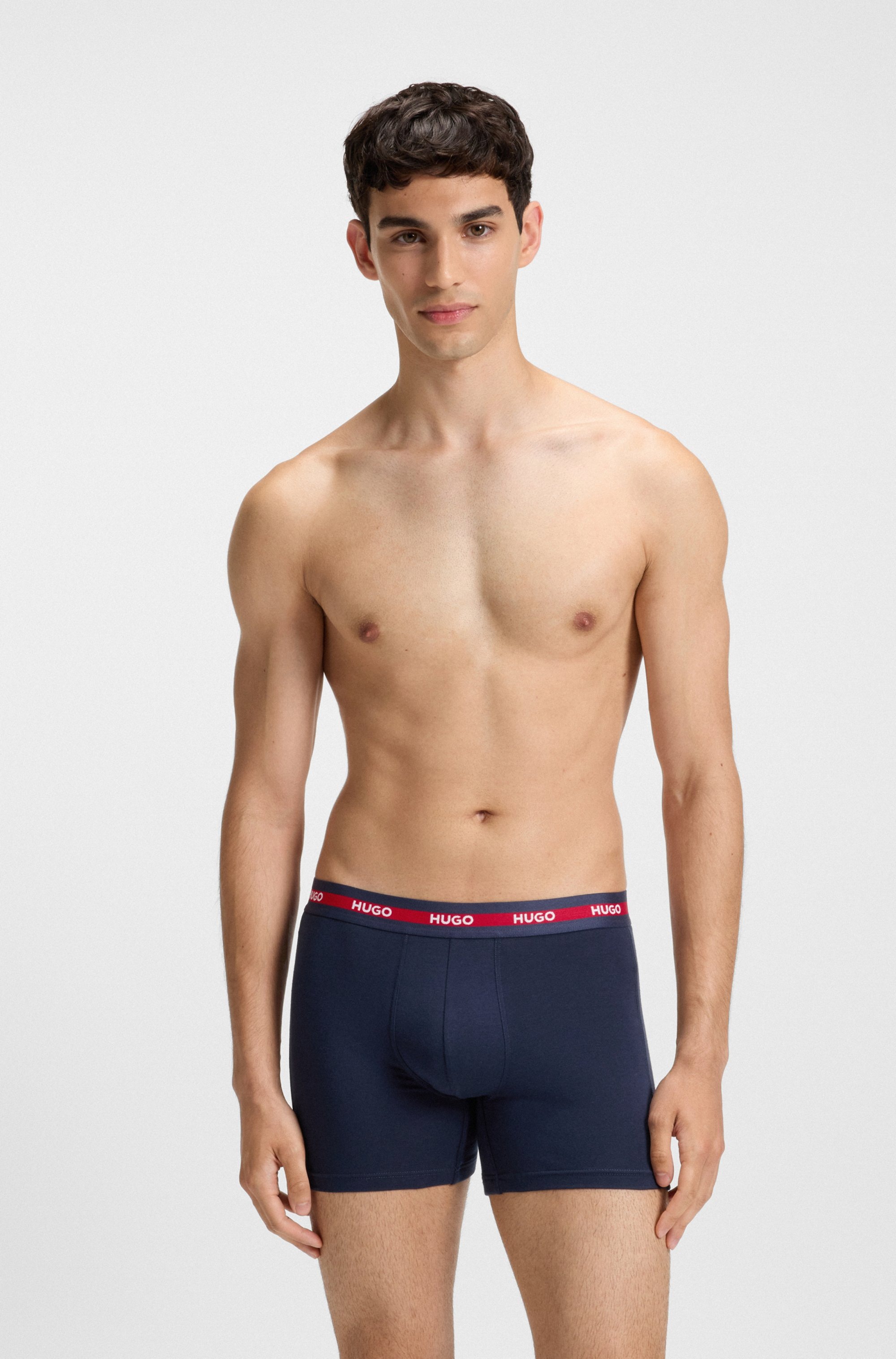 HUGO Underwear Trunk »BOXERBR TRIPL PLANET«, kontrastfarbener Bund mit Logo