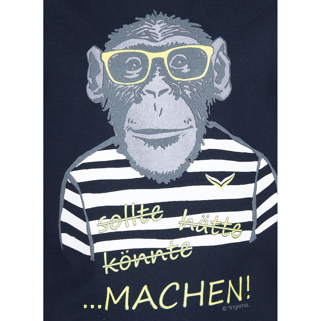 Trigema T-Shirt »TRIGEMA T-Shirt mit großem Affen-Druckmotiv«, (1 tlg.)