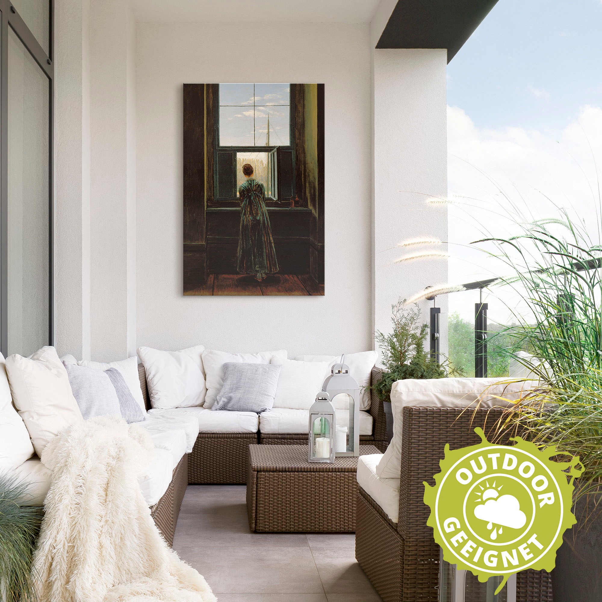 Artland Alu-Dibond-Druck »Frau am Fenster. 1822(?)« Frau 1 Stk. tlg. für Innen- und Außenbereich geeignet, Outdoorbild