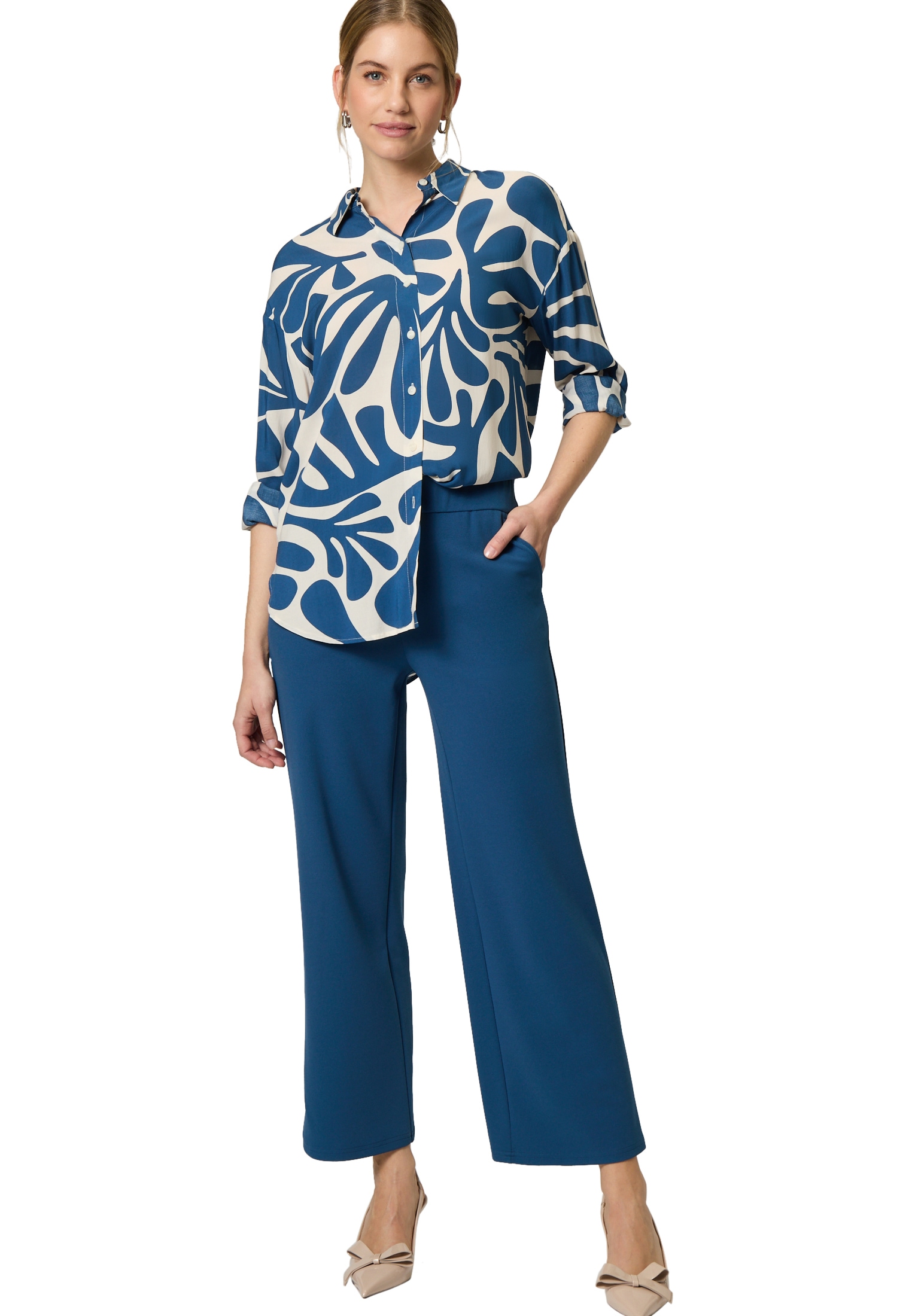 Zero Klassische Bluse »Oversized-Bluse mit Blattmuster«