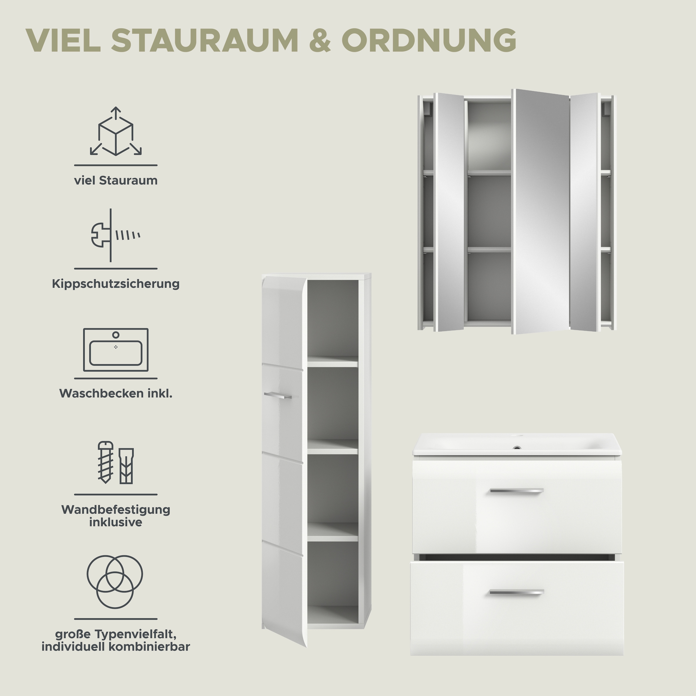 welltime Badezimmer-Set Set, 4 Stk. tlg.