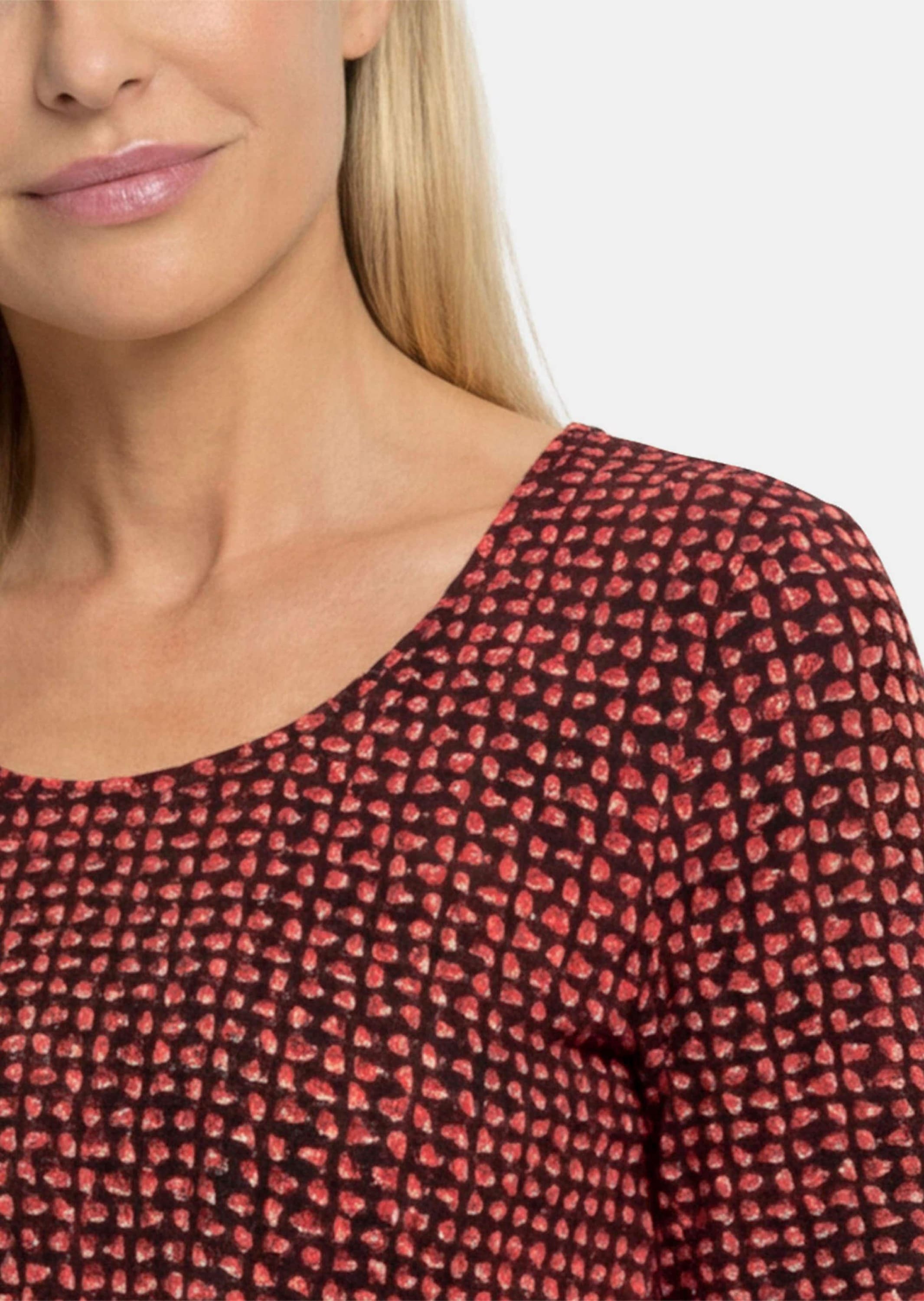 GOLDNER Kurzarmshirt »Kurzgröße Viskoseshirt mit geometrischem Minimal Print« stretchbequemer Viskosejersey