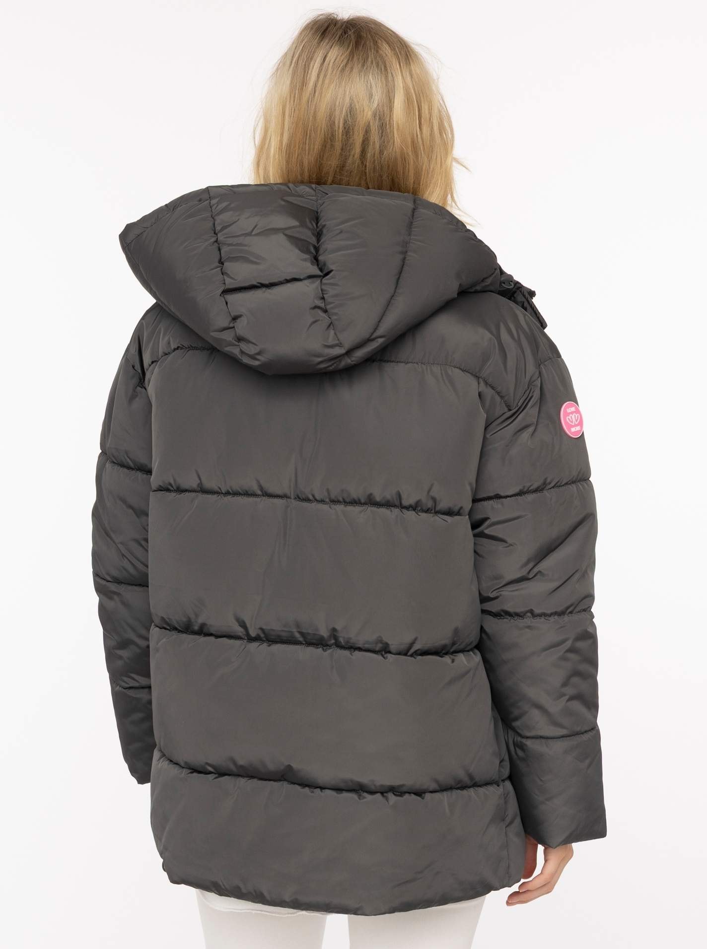 Zwillingsherz Steppjacke »„Love More“« Kapuze mit Tunnelzug, verdeckter Reißverschluss, dezente Details
