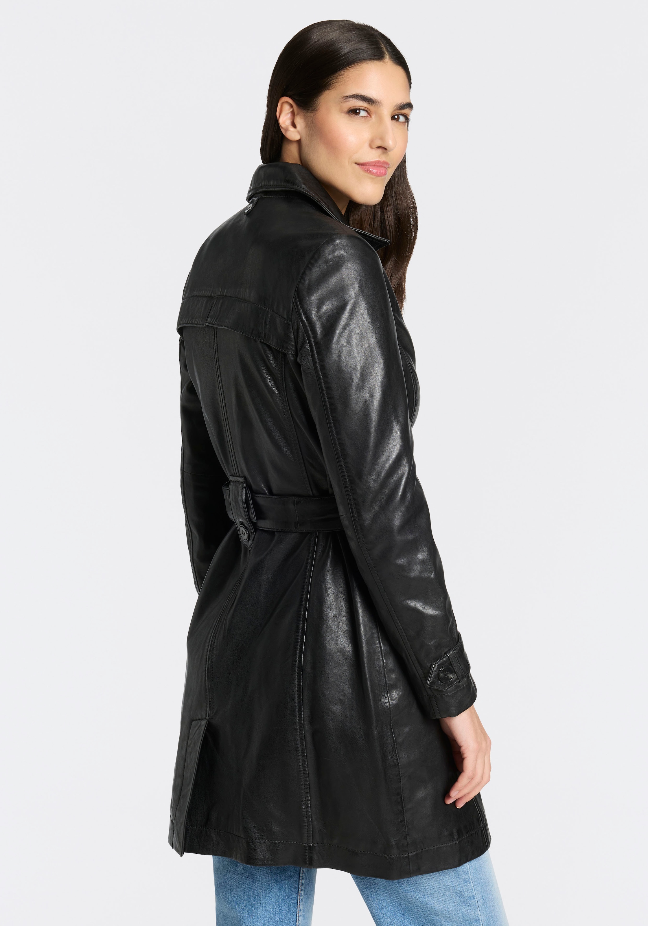 Mauritius Trenchcoat »MWLeoniz« aus Echtleder, mit Taillengürtel