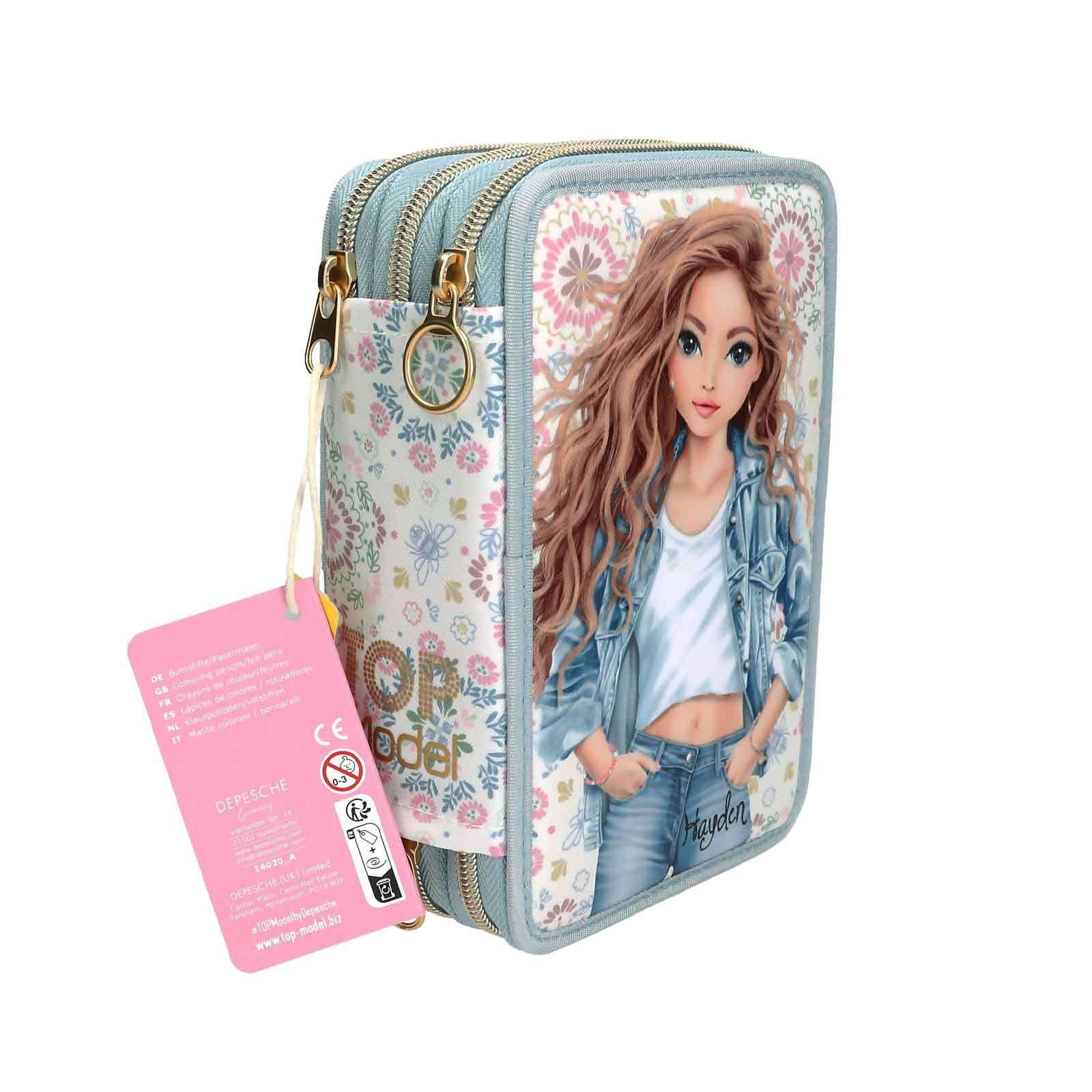 Depesche Buntstift »3-Fach Federtasche FESTIVAL FUN TOPModel 7,5 x 13 x 20 cm hellblau«