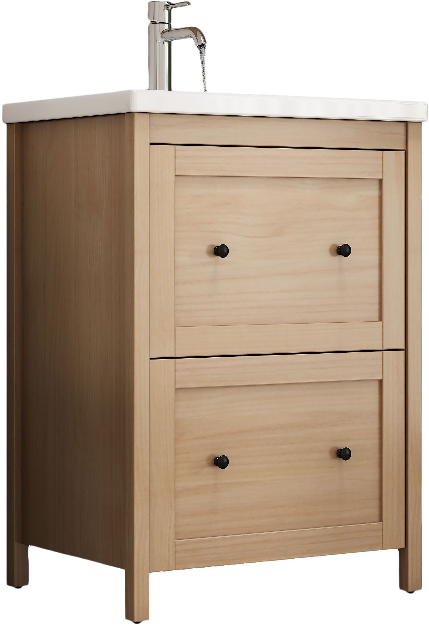 welltime Waschtisch »Stockholm« Komplett-Set,  Waschplatz mit 2 Auszügen und Softclose Breite 60cm