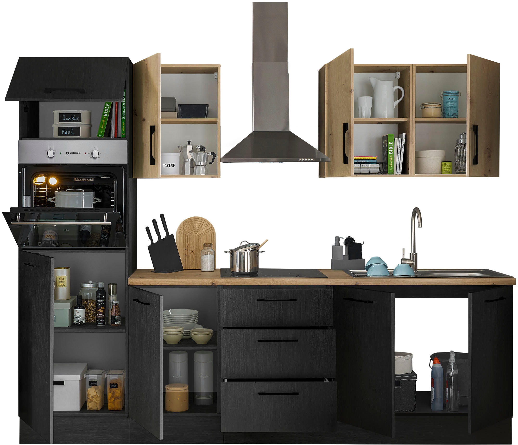 BASIC by Balculina Küchenzeile »Turin« Breite 270 cm, wahlweise mit E-Geräten