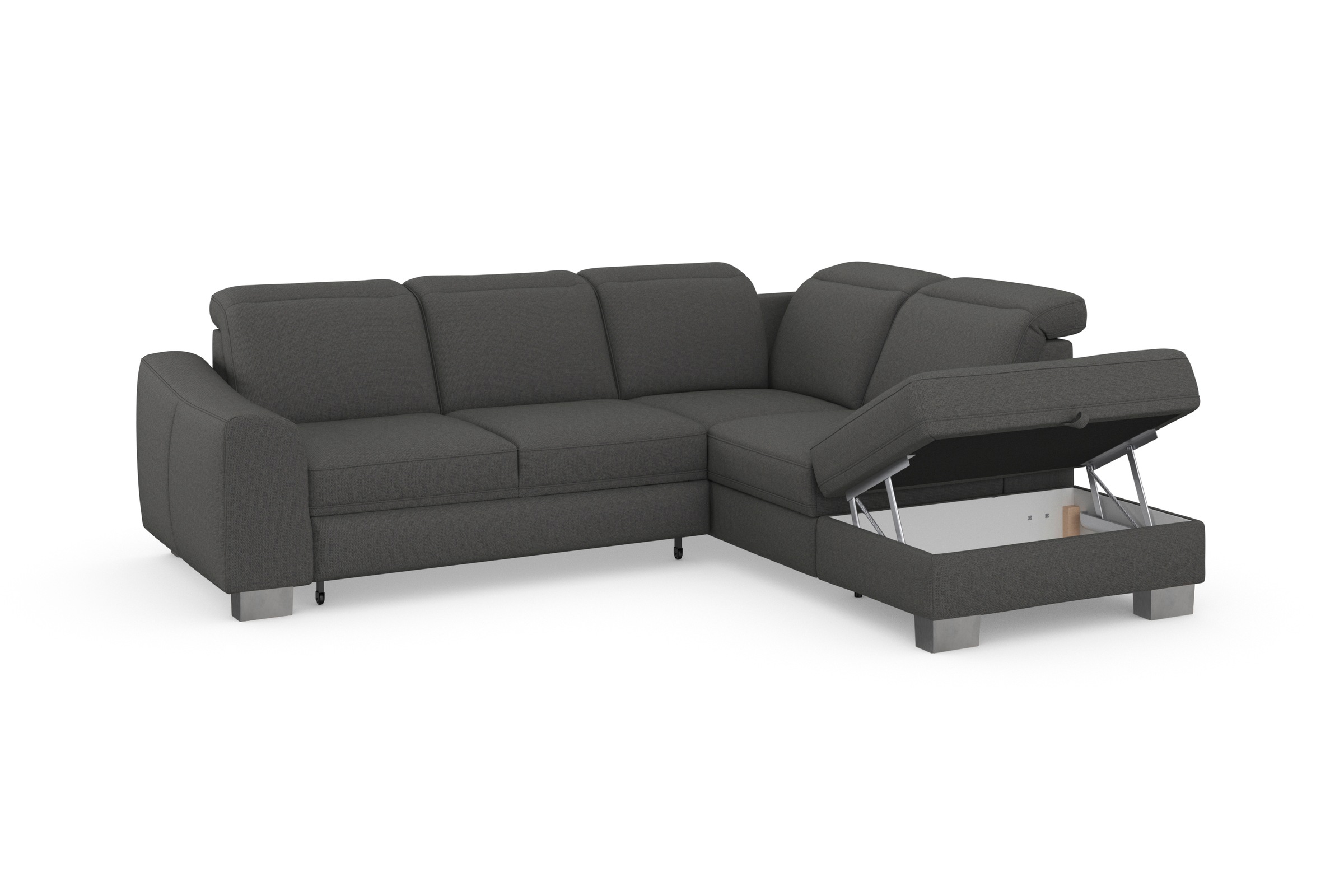sit&more Ecksofa »Dundee L-Form«, mit Federkern und Edelstahlfüßen, wahlweise mit Kopfteilverstellung