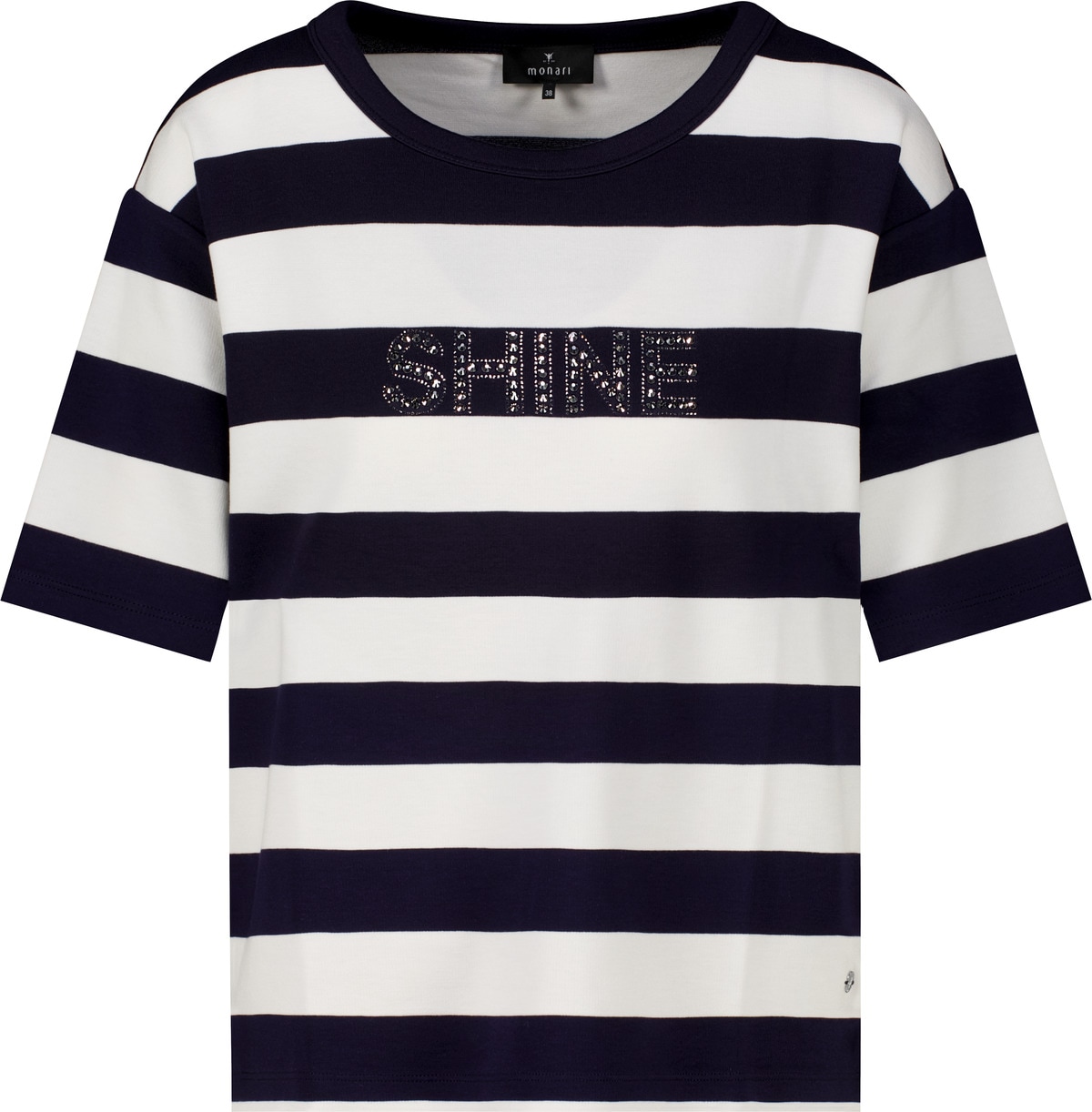 Monari Sweatshirt »Sweatshirt Basic Ringel+Schmuck«, Regular fit mit Strasssteinen
