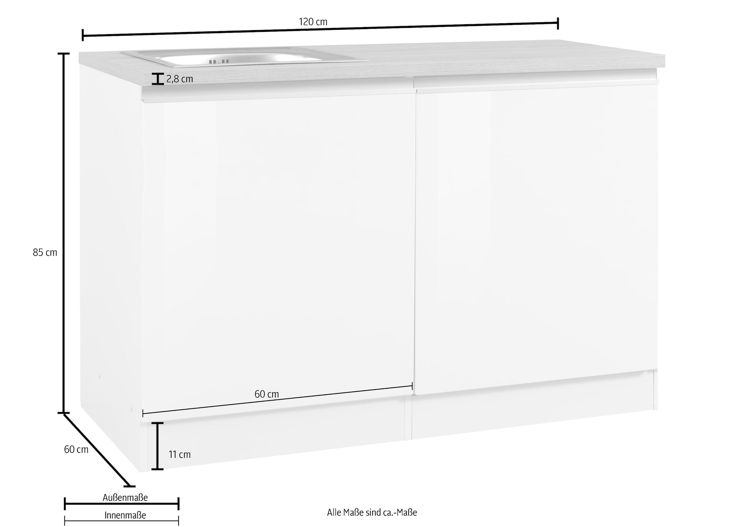 HELD MÖBEL Spülenschrank »Ohio«, Breite 120 cm, mit Tür/Sockel für  Geschirrspüler im OTTO Online Shop