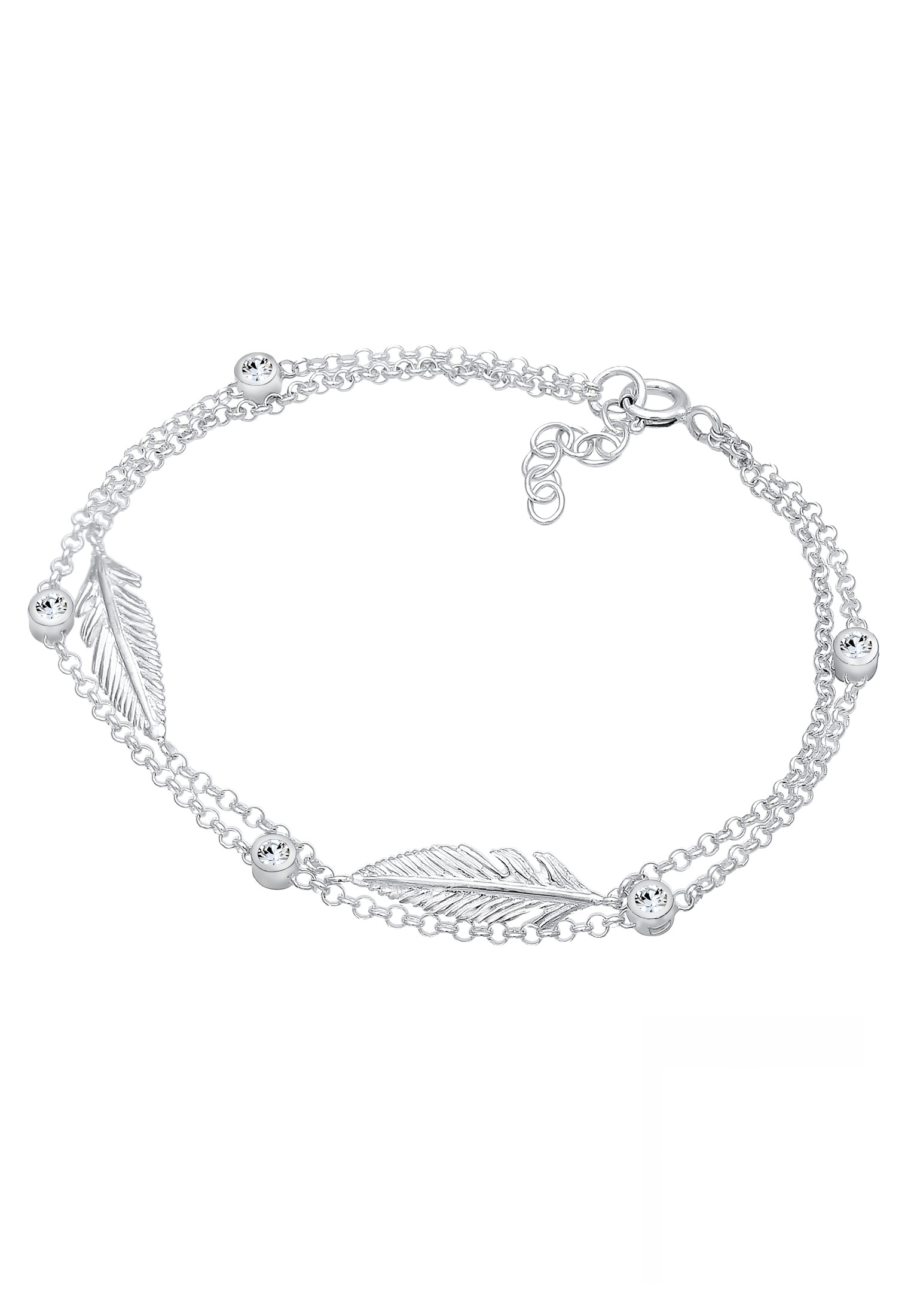 Elli Armkette »Armband Feder Layer Kristalle 925 Sterling Silber«