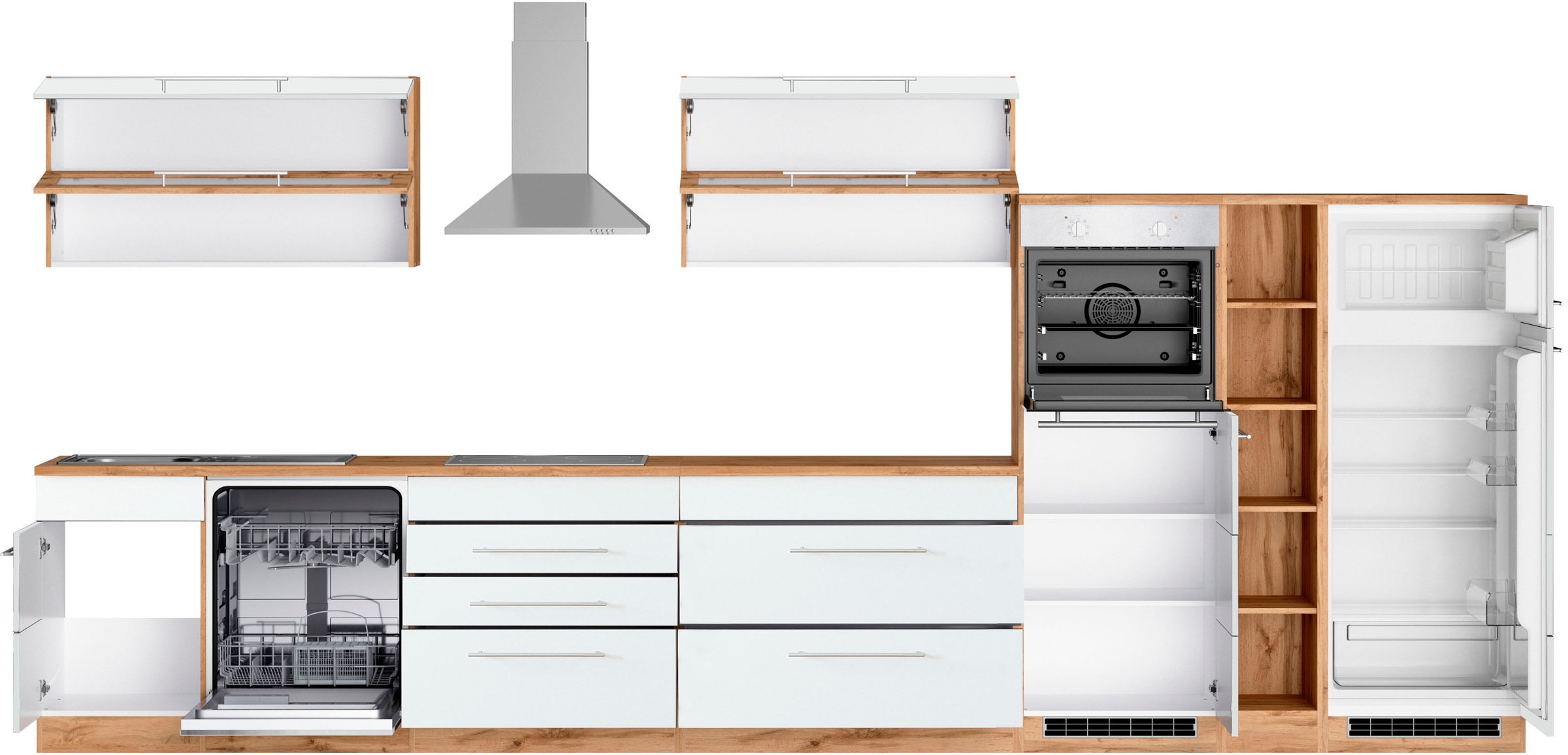 KOCHSTATION Küchenzeile »KS-Wien« Breite 440 cm, wahlweise mit E-Geräten