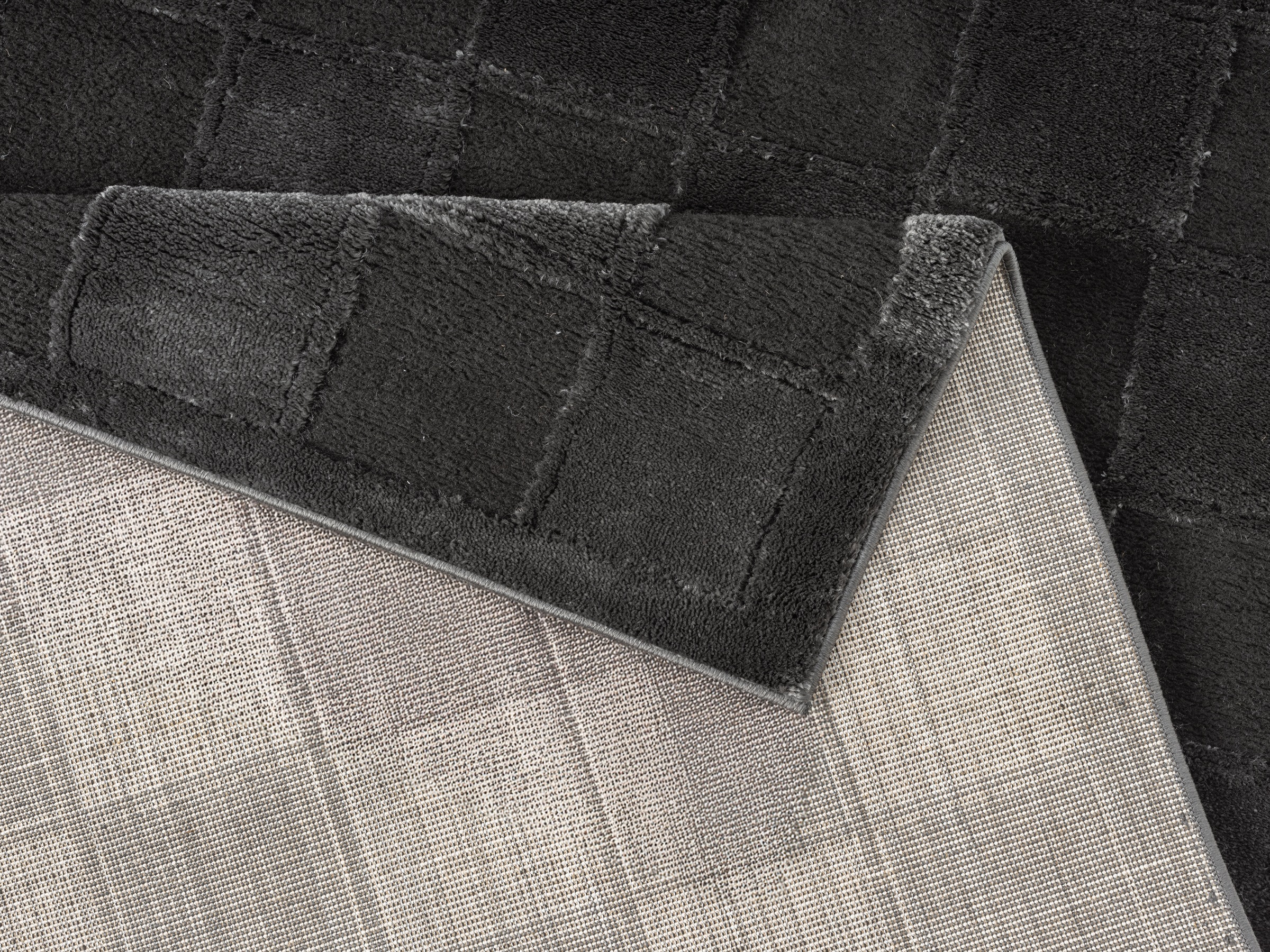 OTTO home Teppich »Belion, Hoch-Tief-Struktur, Karo-Muster« rechteckig 19 mm Höhe leichter Glanz, Schachbrettmuster, Modern, Wohnzimmer, Schlafzimmer