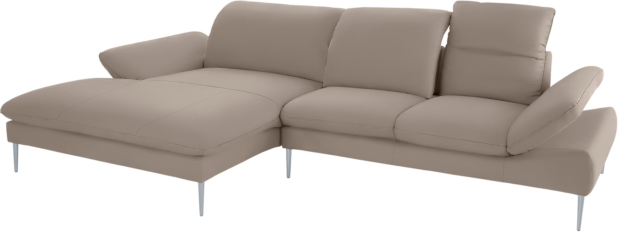 W.SCHILLIG Ecksofa »enjoy&MORE, Designsofa, bequem, zeitlos und elegant, L-Form«, mit Sitztiefenverstellung, Füße silber matt, Breite 340 cm