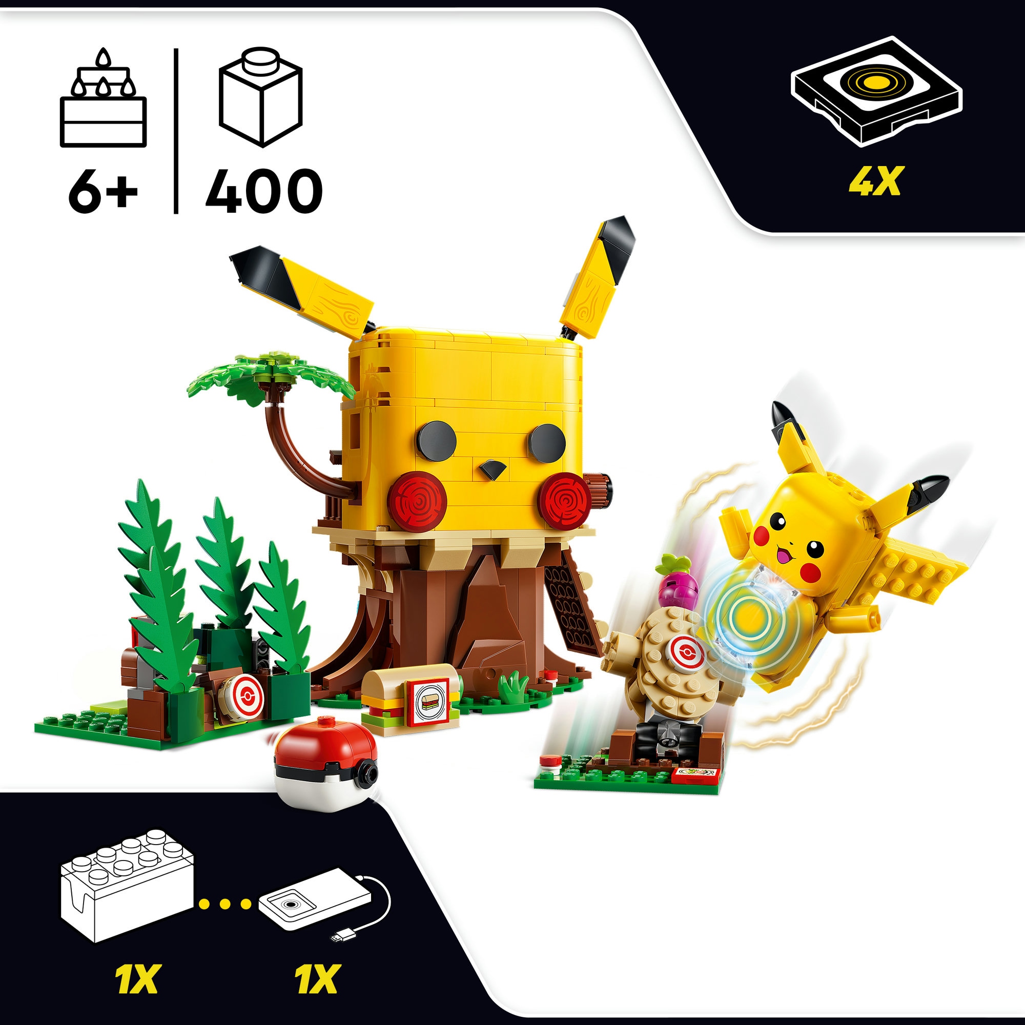 LEGO® Konstruktionsspielsteine »SMART Play: Trainingshaus mit Pikachu (72164), LEGO Pokémon« inklusive SMART Brick; mit Licht- und Soundeffekten