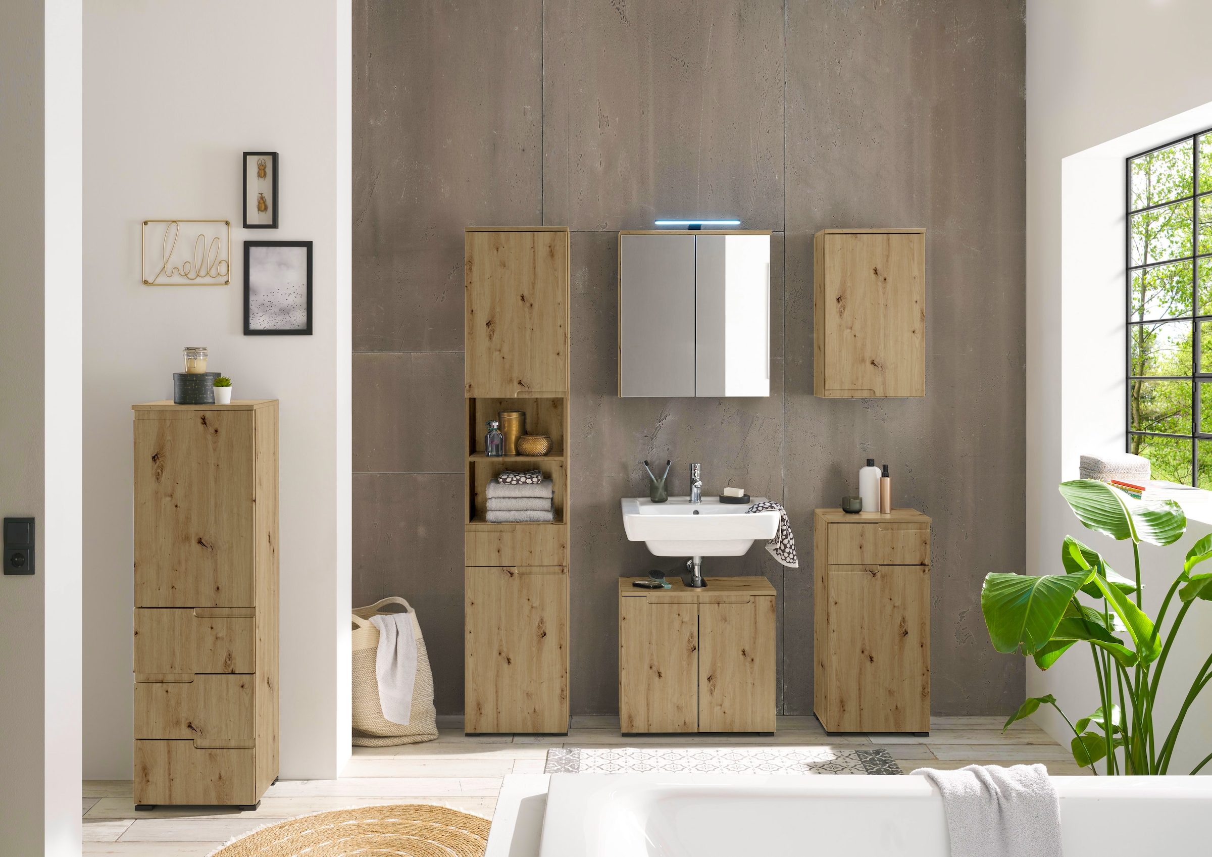BASIC by Balculina Hängeschrank »Spice, Badezimmerschrank BxTxH 40x67x23 cm«, (1 St.), Breite 40 cm, Griffmulden