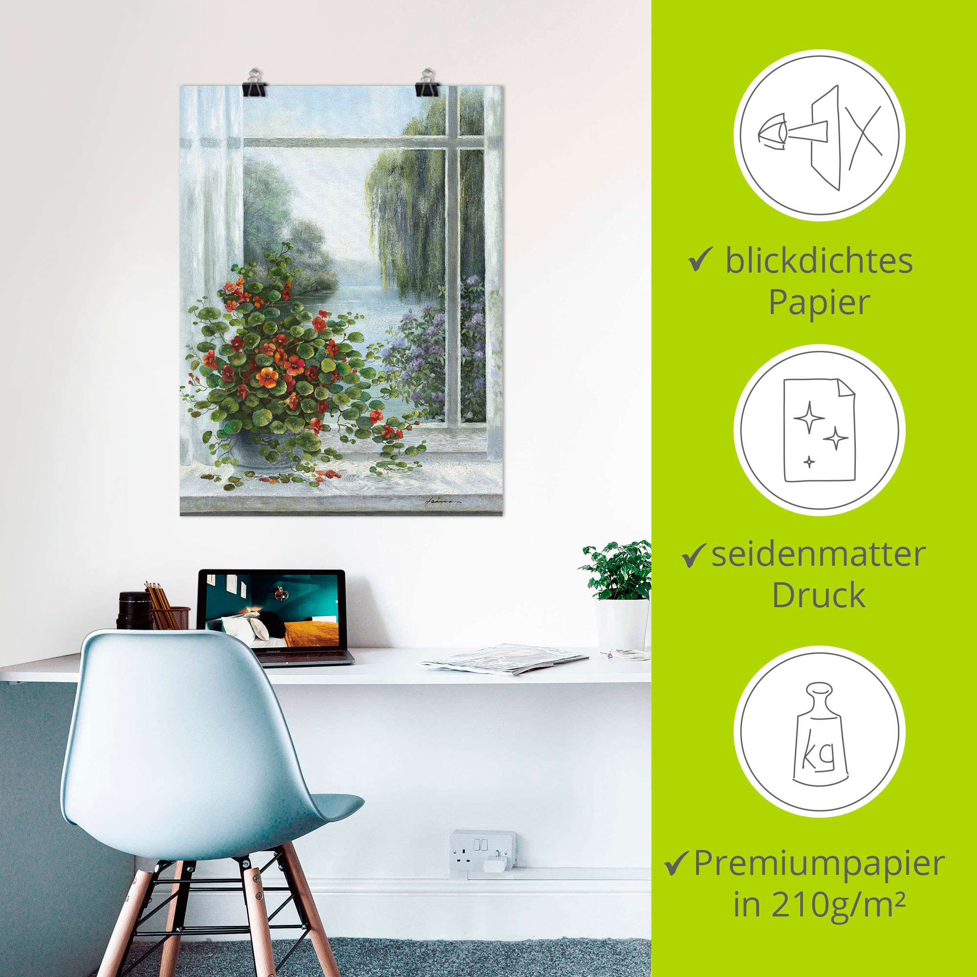 Artland Wandbild »Kapuzinerkresse am Fenster«, Arrangements, (1 St.), als Leinwandbild, Poster, Wandaufkleber in verschied. Größen