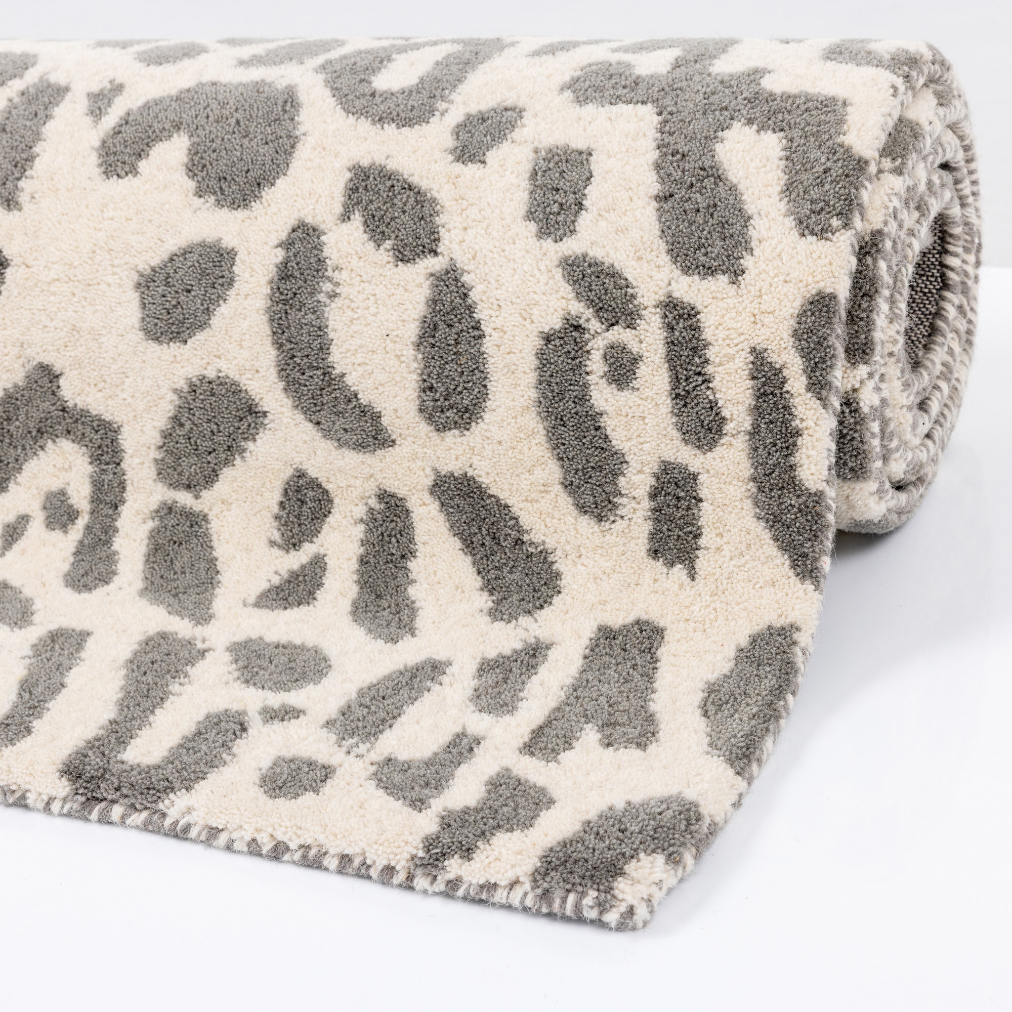 OTTO home Wollteppich »Gabbo Leo, Leopardenmuster, handgearbeitet« rechteckig 14 mm Höhe reine Wolle, Uni, Wohnzimmer, Schlafzimmer, Esszimmer