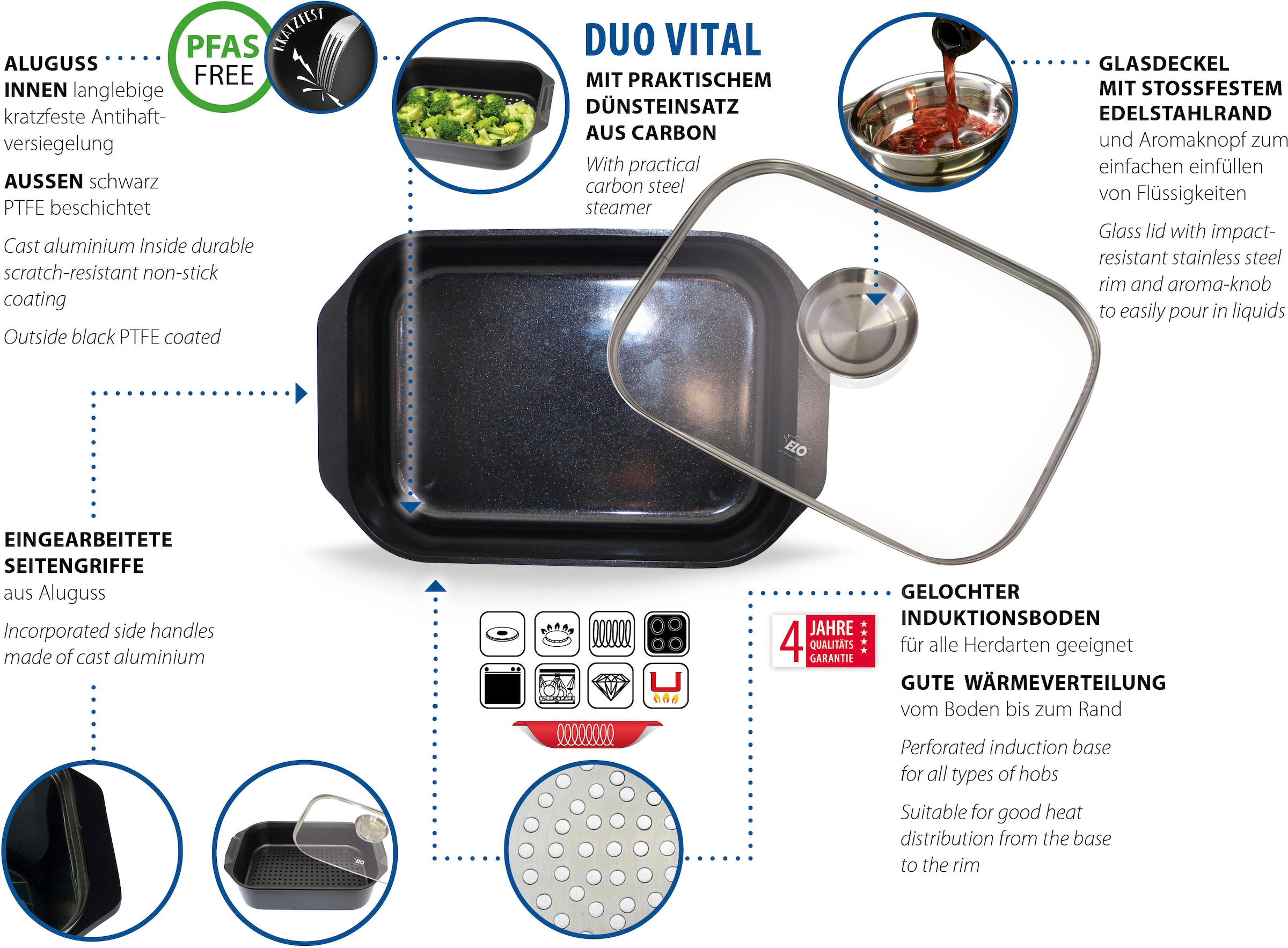 Elo Bräter »Duo Vital«, Aluminiumguss, mit Carboneinsatz, backofenfest, Induktion