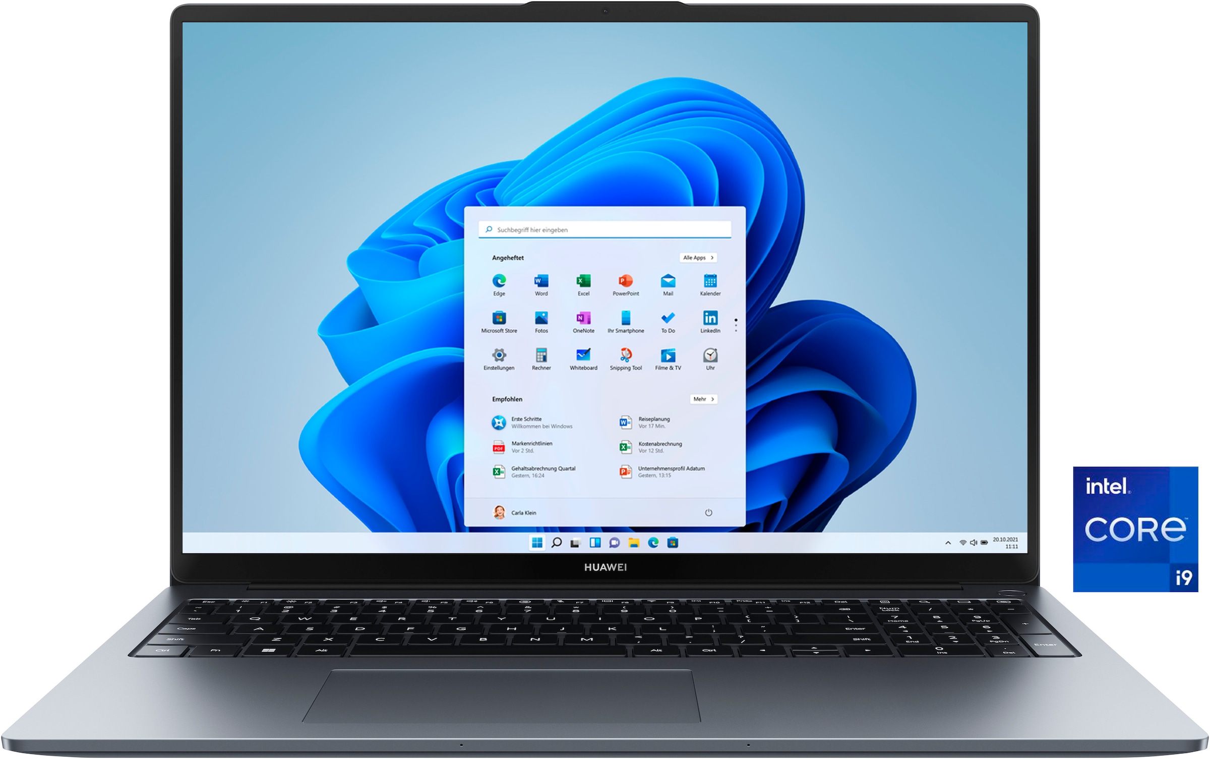 Huawei Notebook »MateBook D16 2024 Intel Core i9 16GB RAM 1TB SSD«, 40,6 cm, / 16 Zoll, Intel, Core i9, Iris Xe Graphics, vorinstalliertes Windows 11 Home und Fingerabdrucksensor