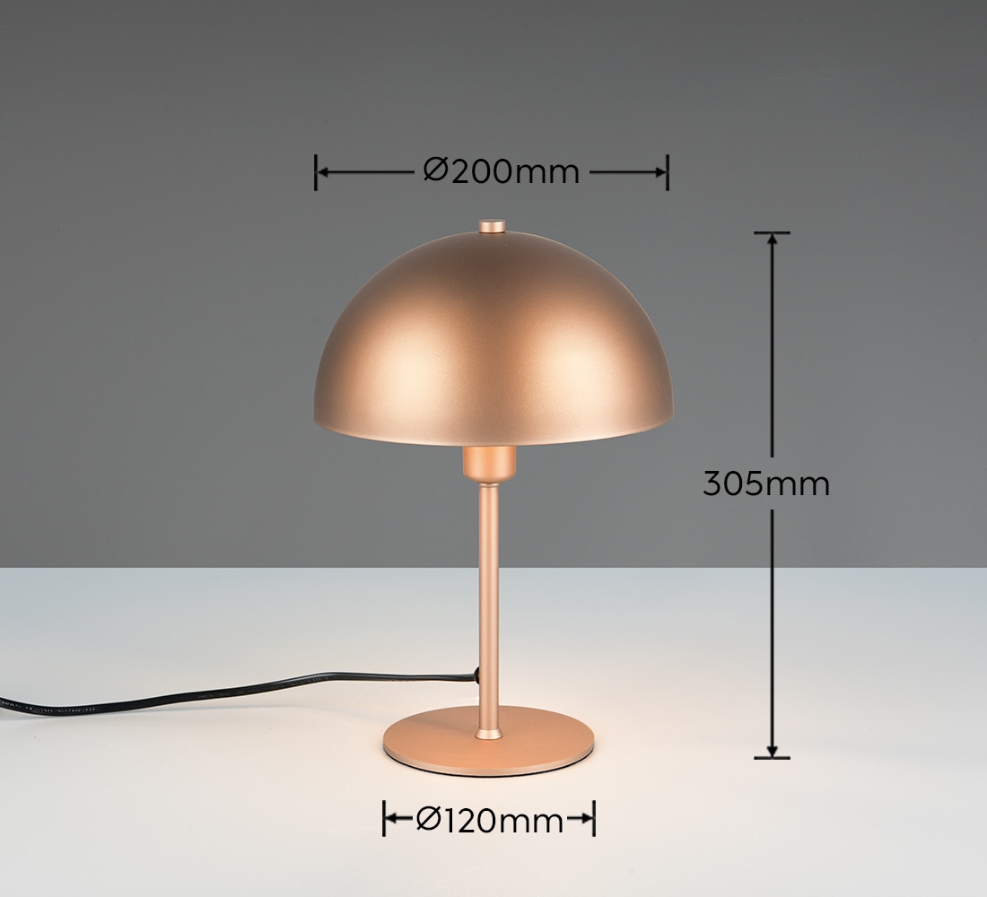 TRIO Leuchten Schreibtischlampe »NOLA, exkl. 1x E14 max 28W, Tischlampe mit Schnurschalter Höhe 31cm« E14 1 Stk. warmweiß - kaltweiß Ø 20cm, Nachttischlampe, 180cm Anschlusskabel, Leuchtmittel wechselbar