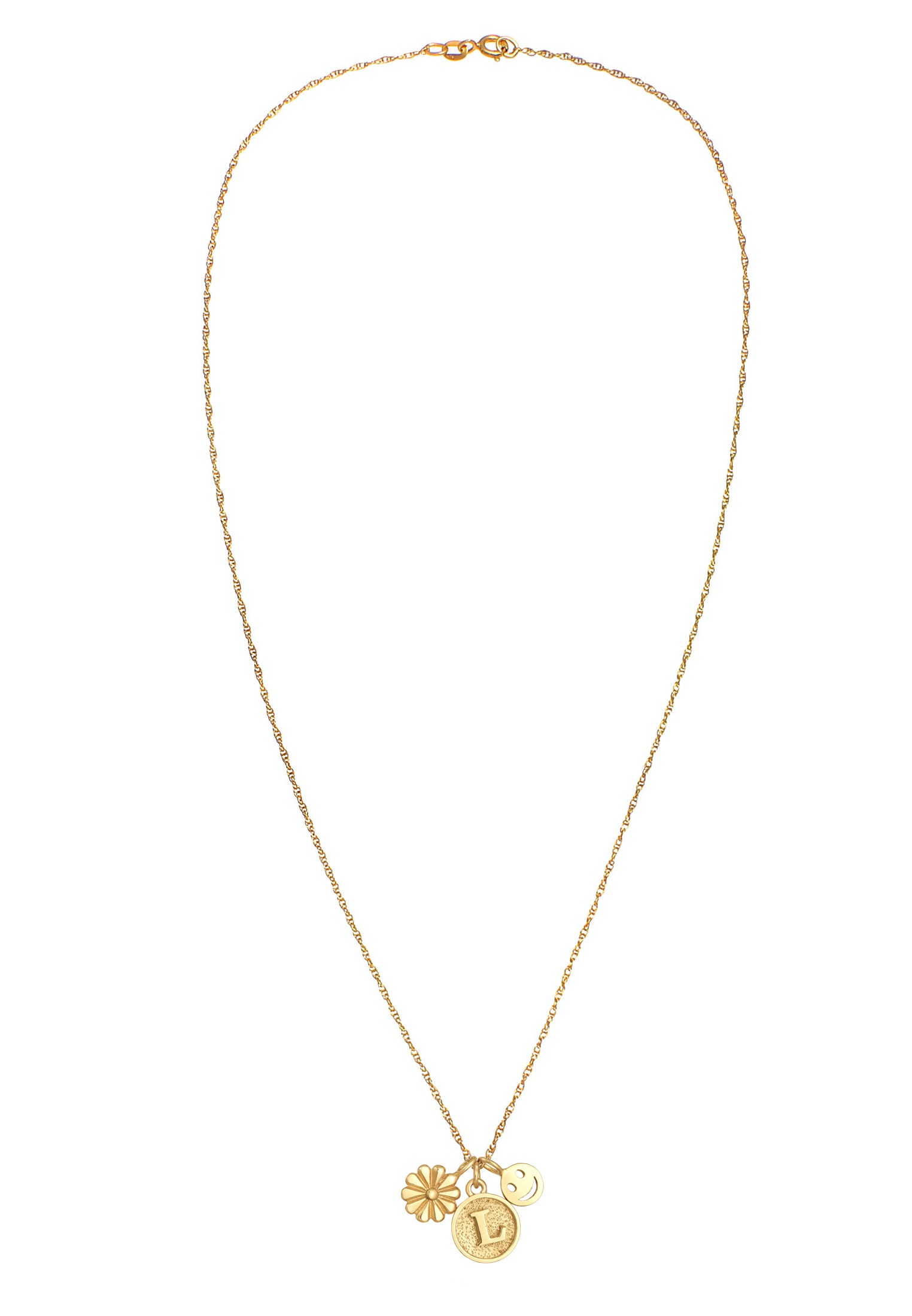 Elli Kette mit Anhänger »Halskette Blume Smiling Flower Disc Buchstabe 925 Silber«