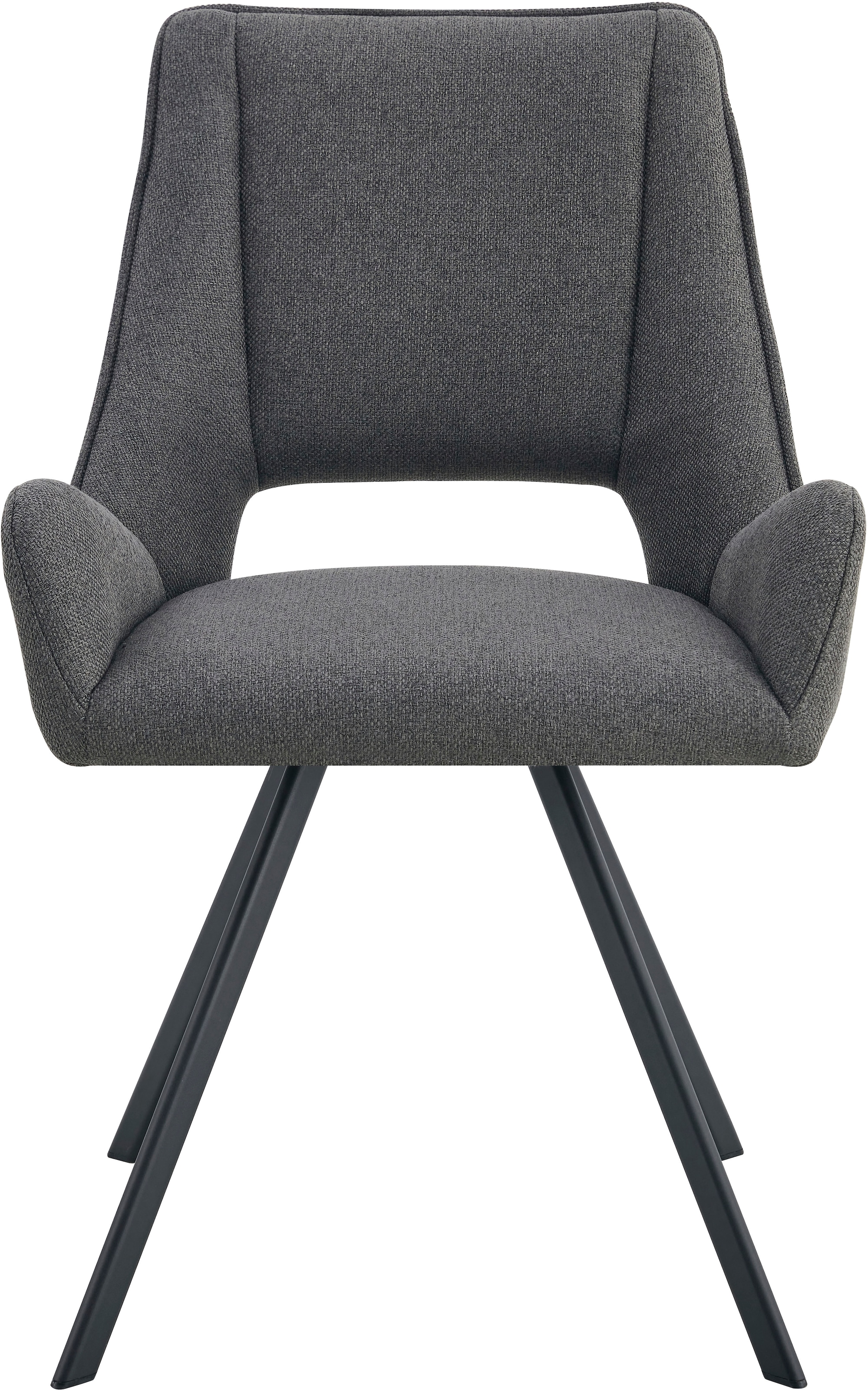 Home affaire Esszimmerstuhl »BRANDON, 2er Set, mit Metallgestell in matt schwarz« (Set) 2 Stk.in verschiedenen Farben, Belsatbarkeit pro Stuhl 120 kg, 360° drehbar