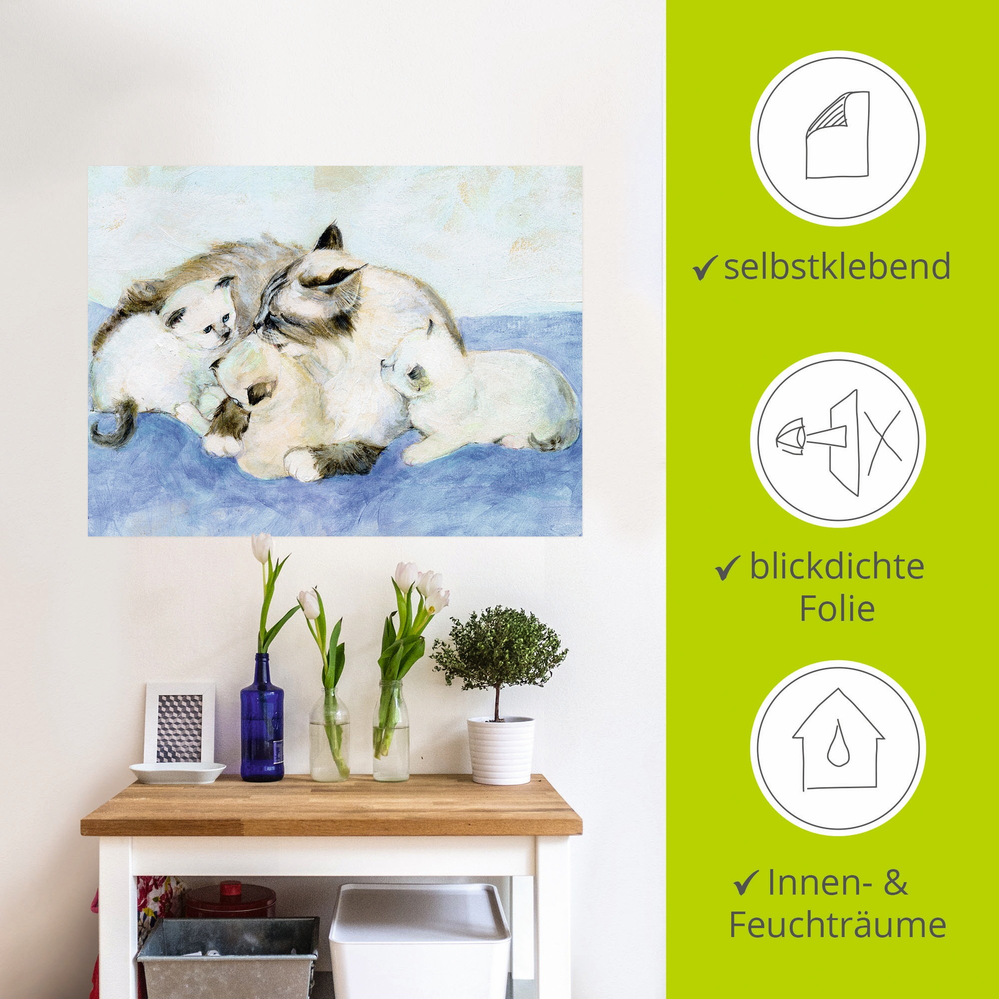Artland Wandbild »Katzenfamilie«, Haustiere, (1 St.), als Leinwandbild, Wandaufkleber in verschied. Größen
