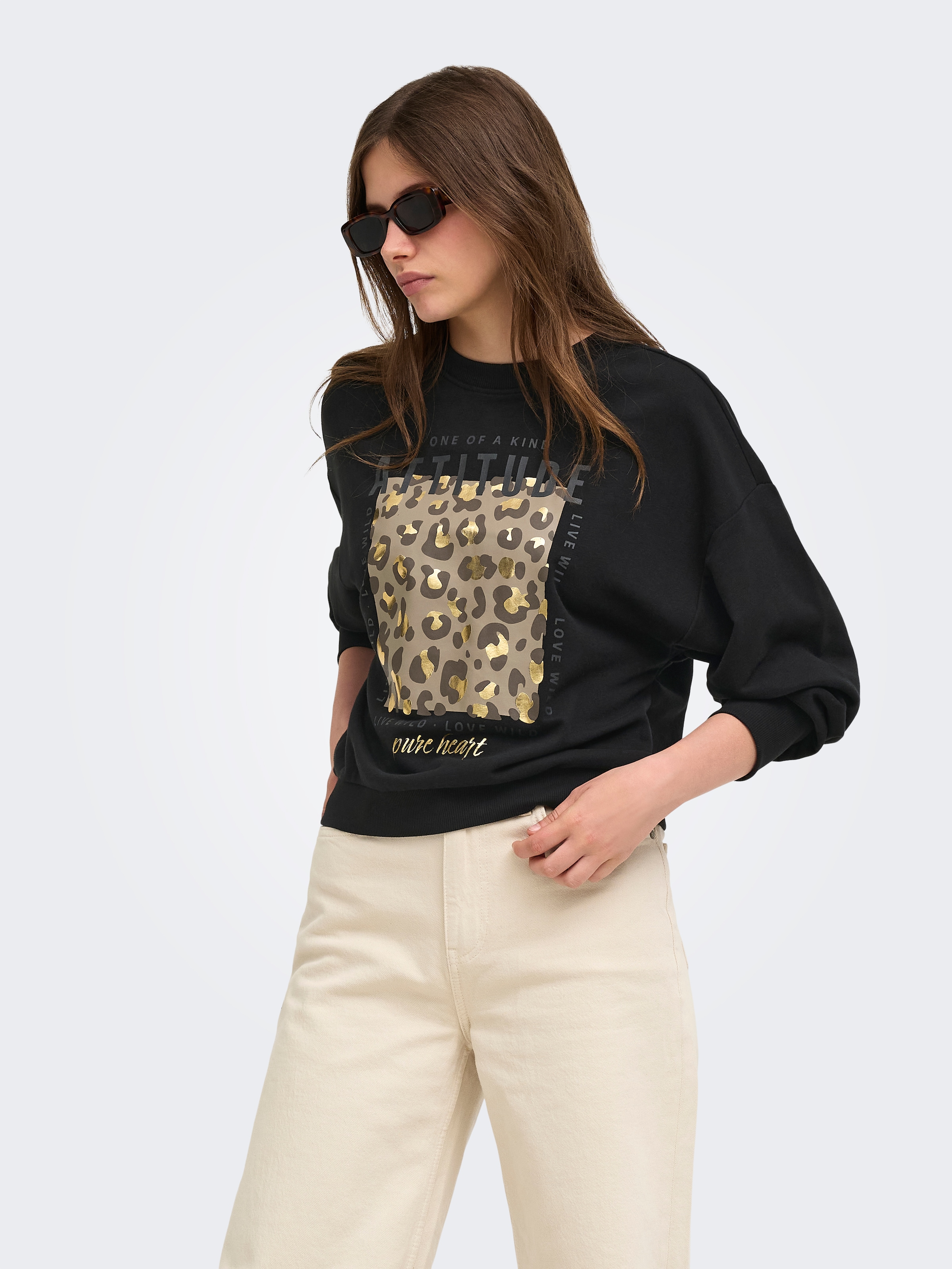 ONLY Sweatshirt »ONLBROOKY L/S PRINT UB CS SWT«, Baumwollmischung, regular fit

