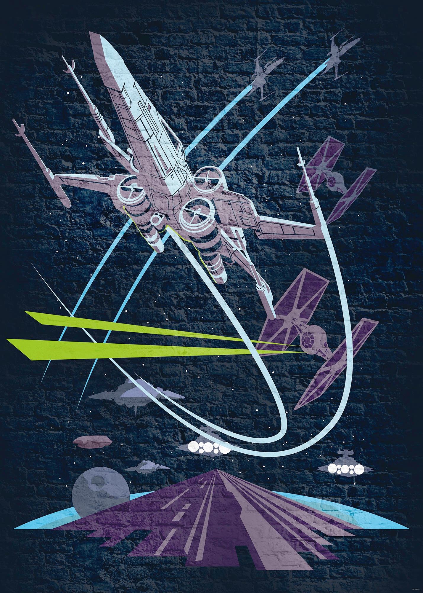 Komar Fototapete »Star Wars Classic Concrete X-Wing«, futuristisch-mehrfarbig-Weltall